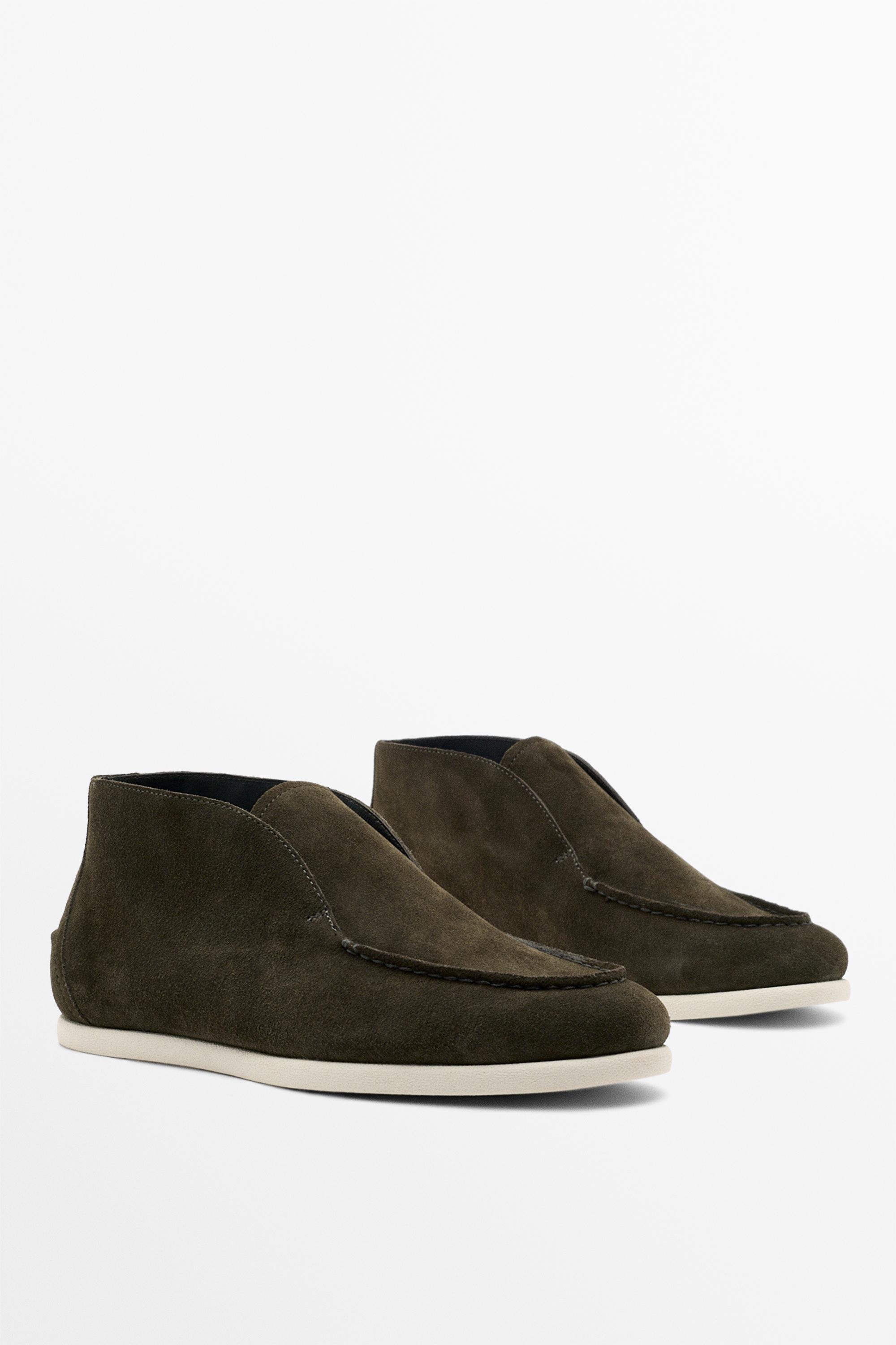 Split suede leather ankle loafer