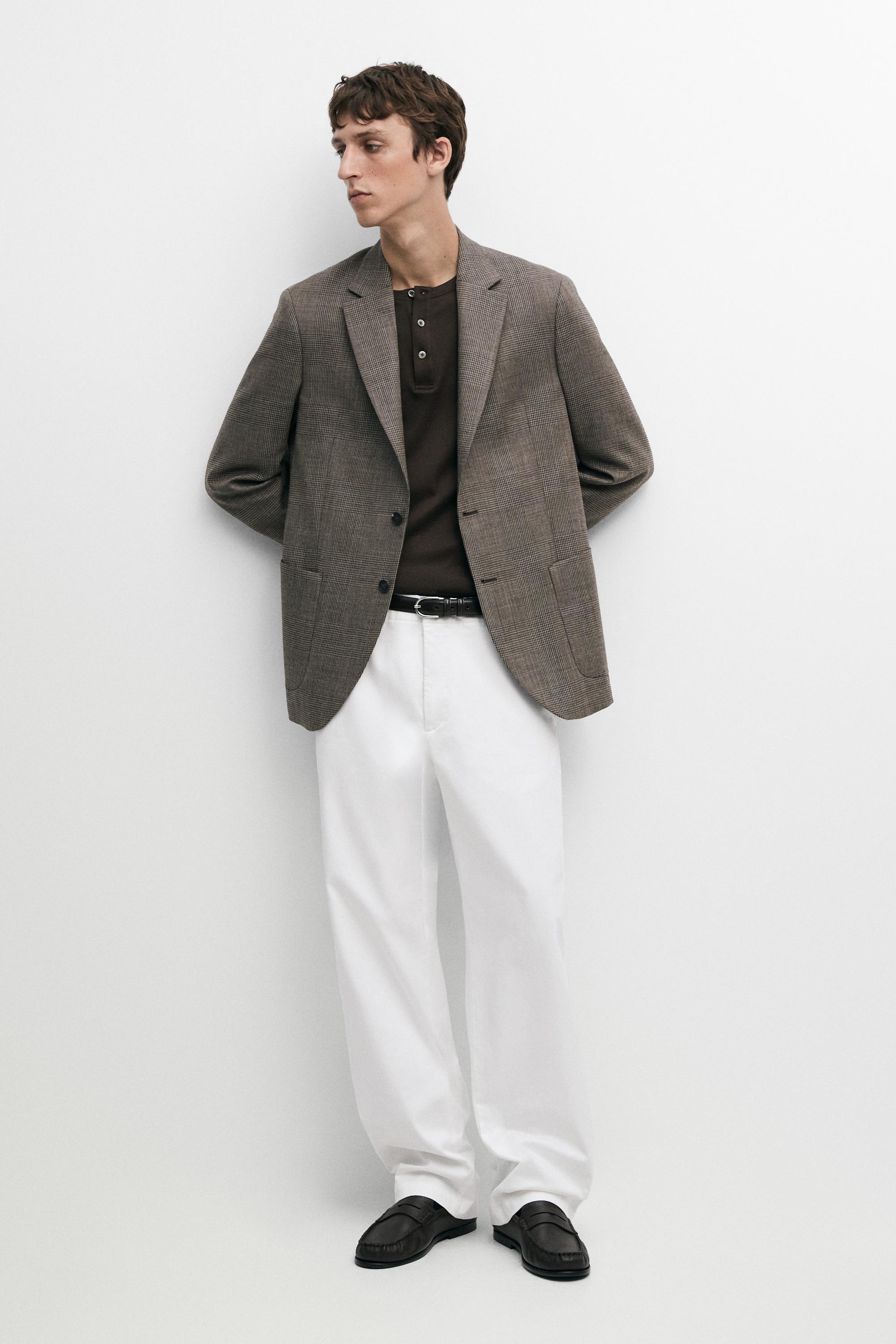 Cotton blend straight-leg pants