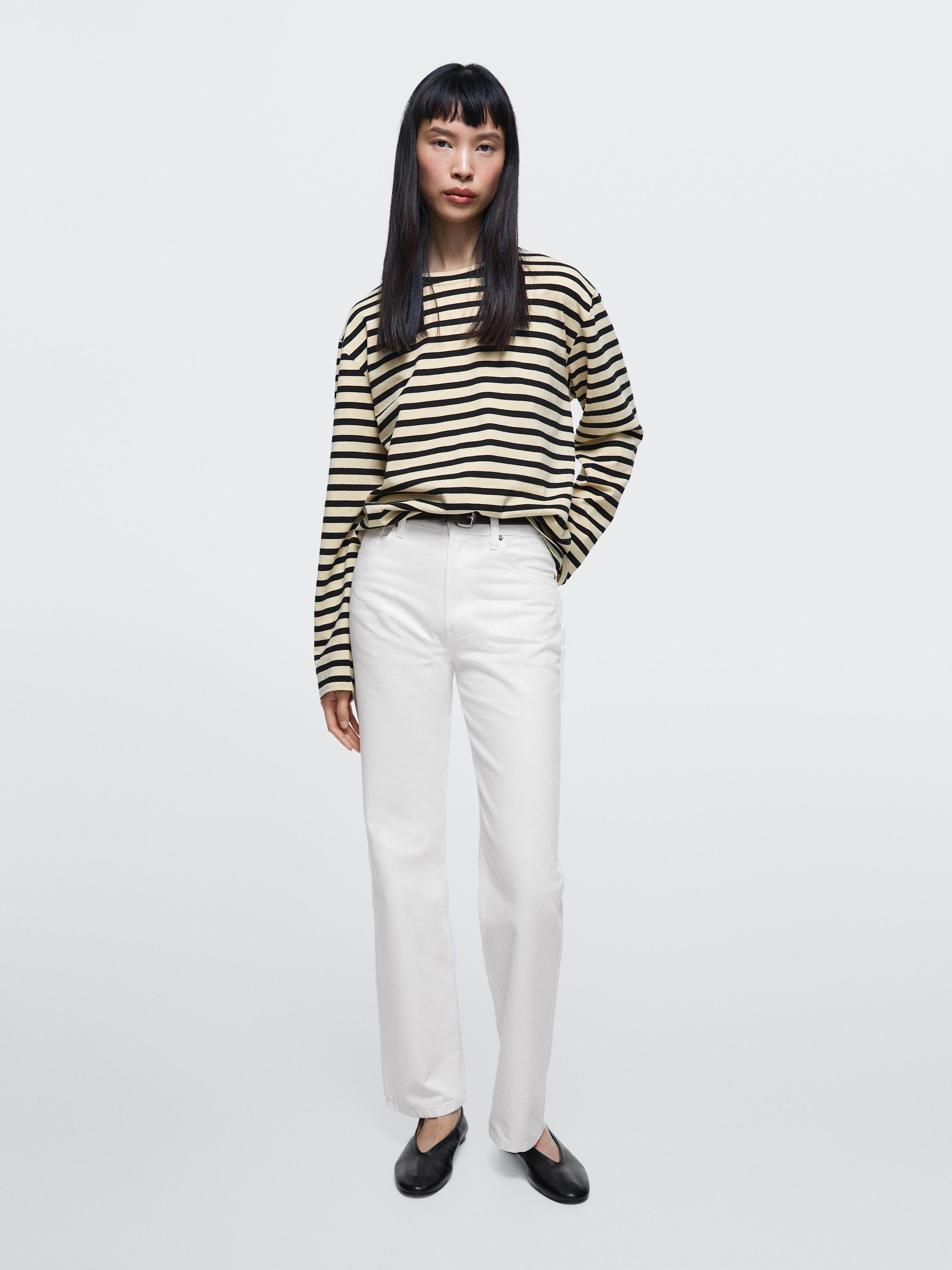 Straight-leg high-waist jeans
