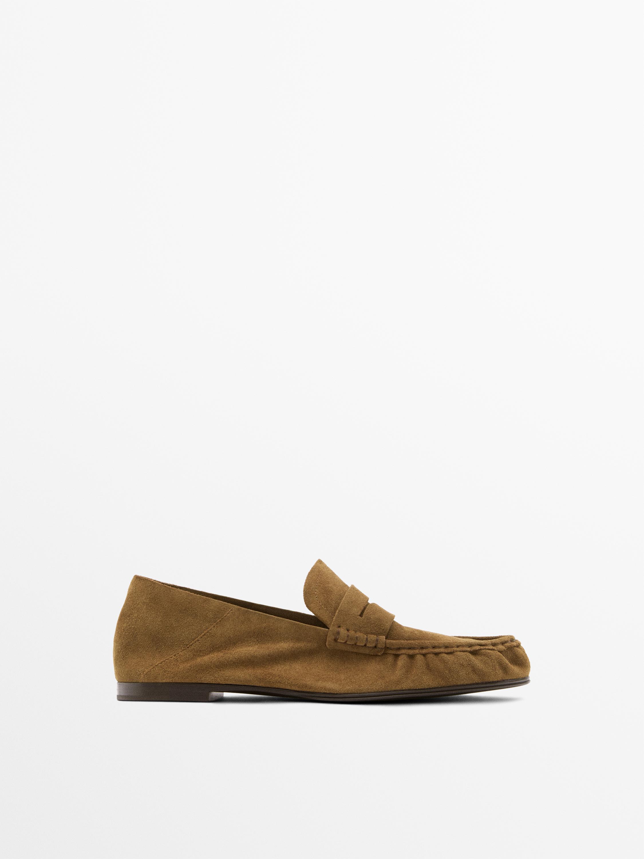 Soft split leather loafers
