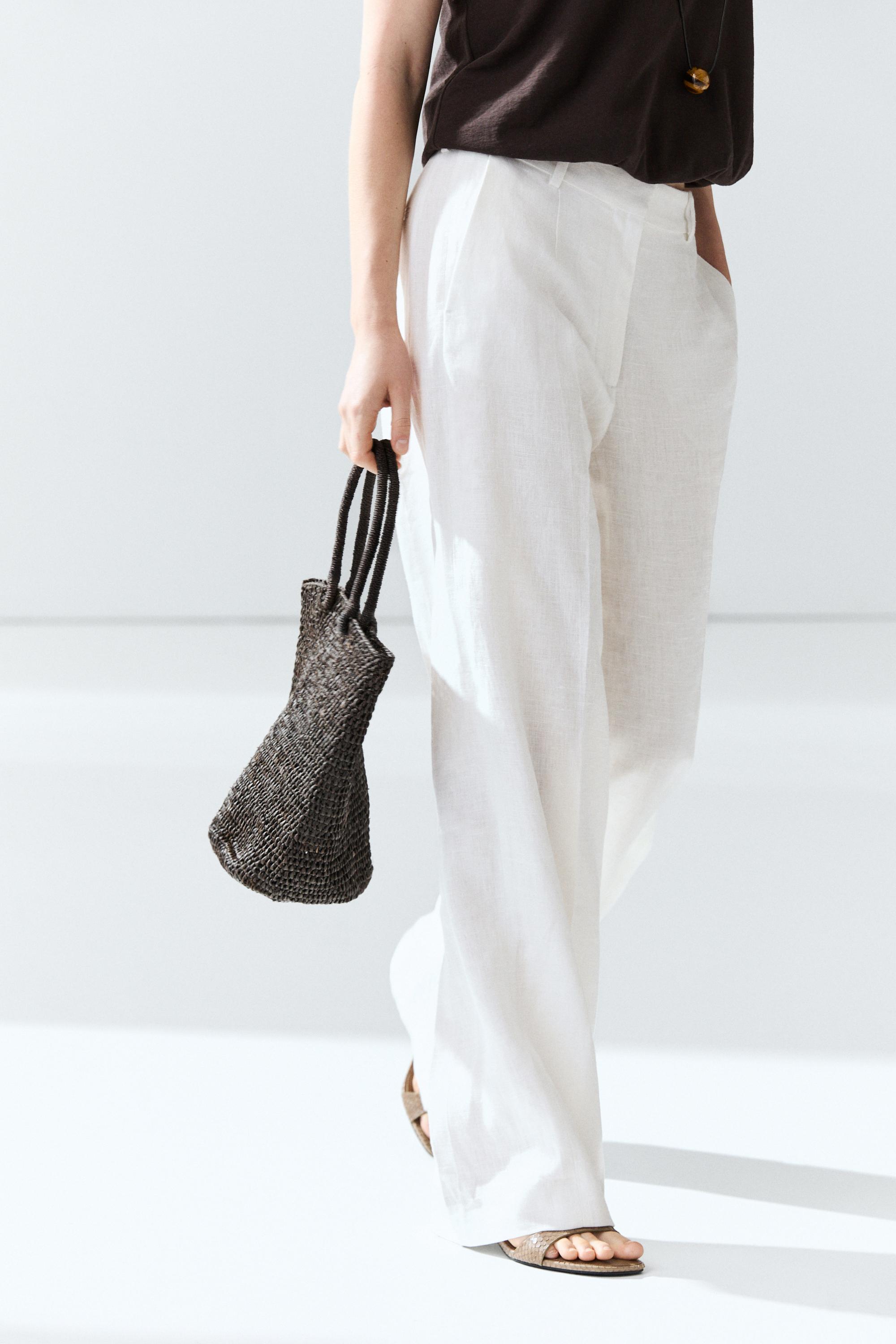 100% linen pants with darts