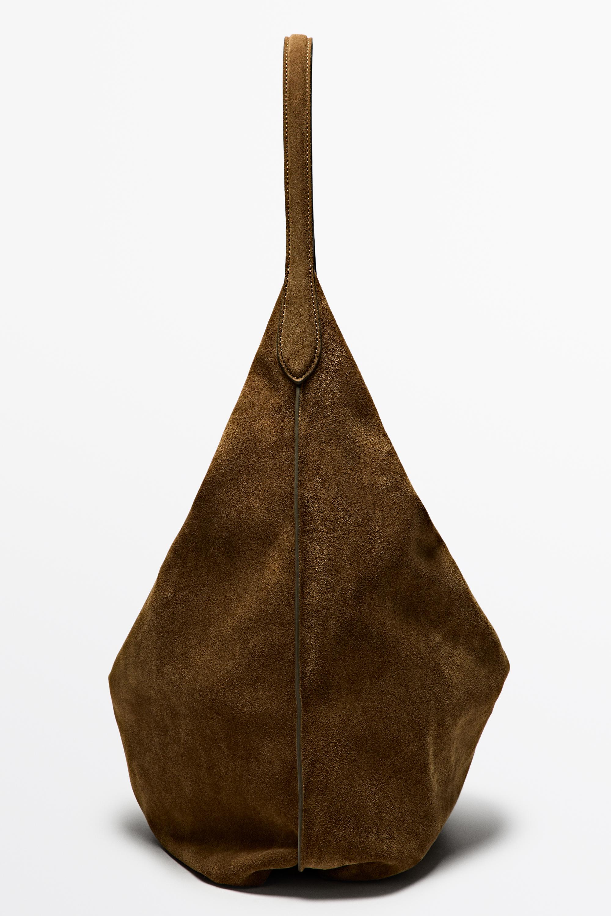Maxi split suede leather shoulder bag