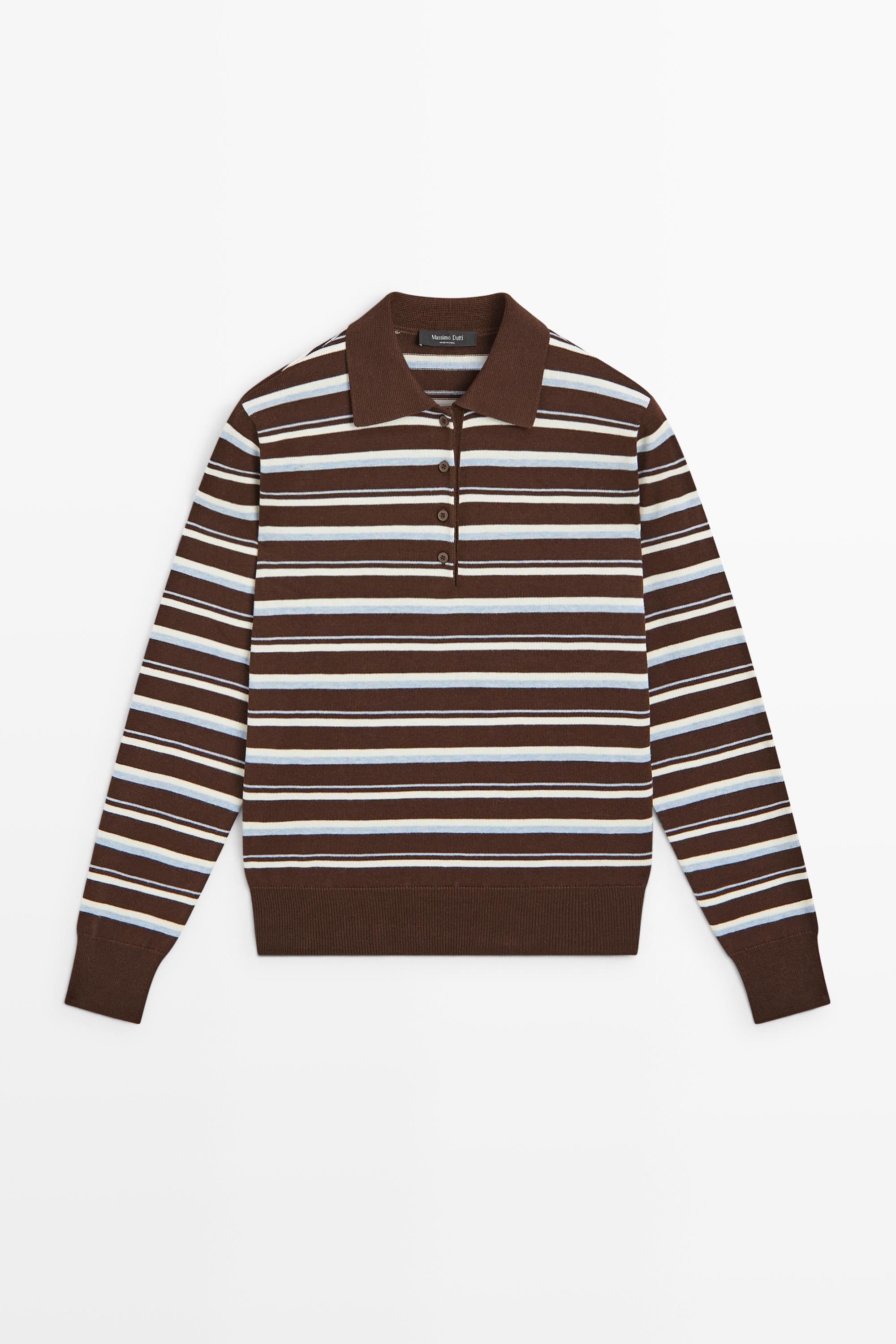 100%纯棉条纹 Polo 衫