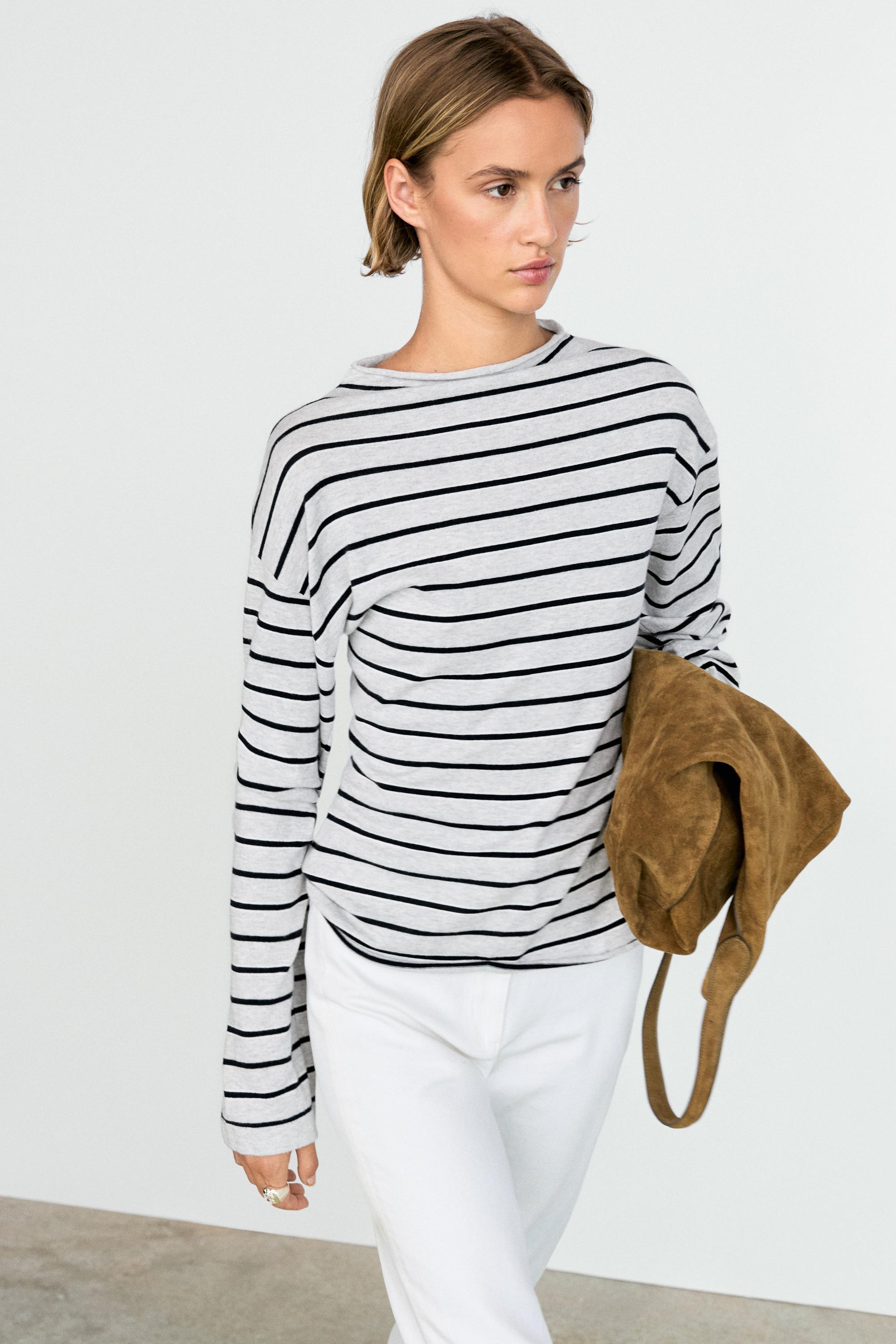 100% cotton striped knit sweater