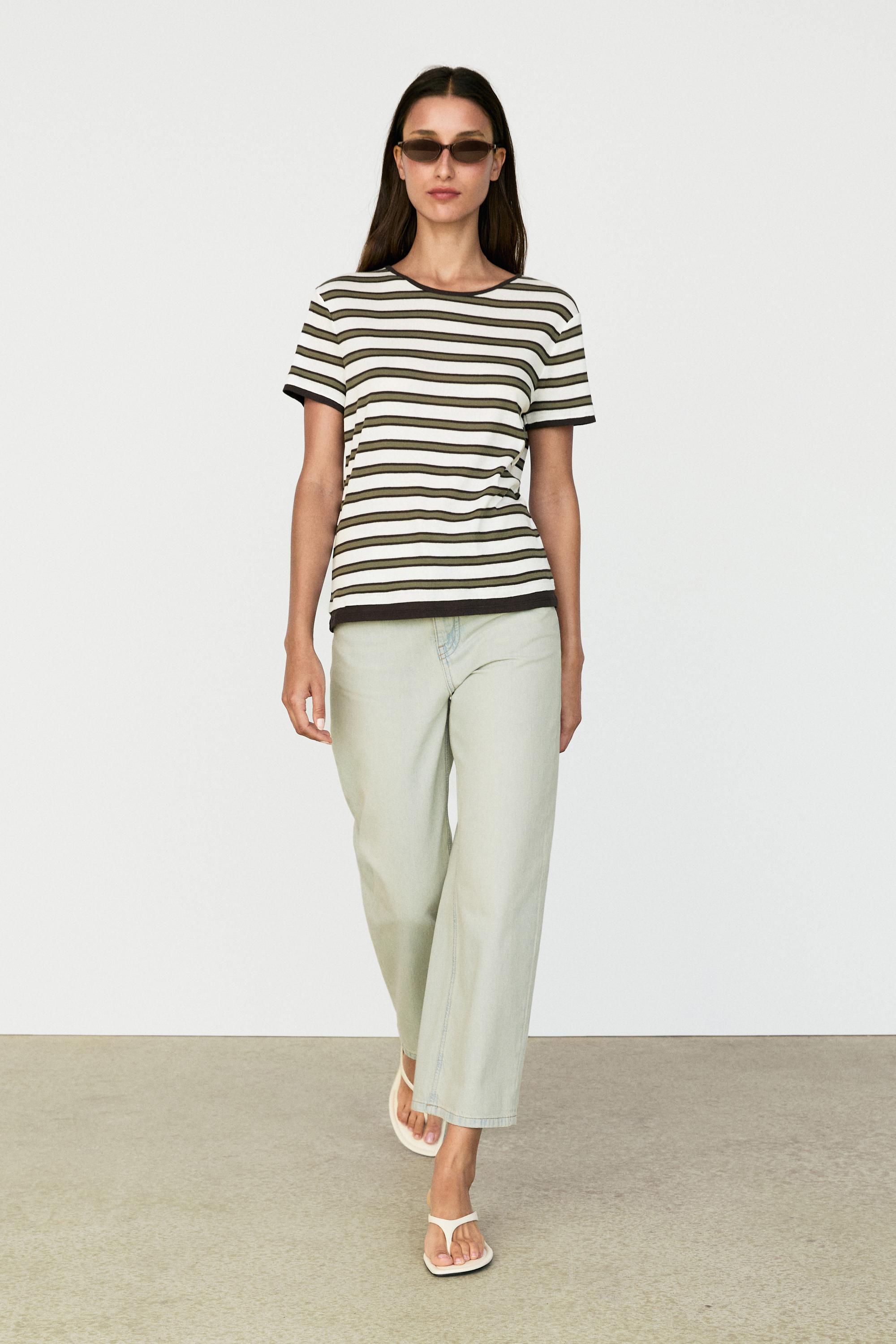 100% cotton short sleeve striped T-shirt
