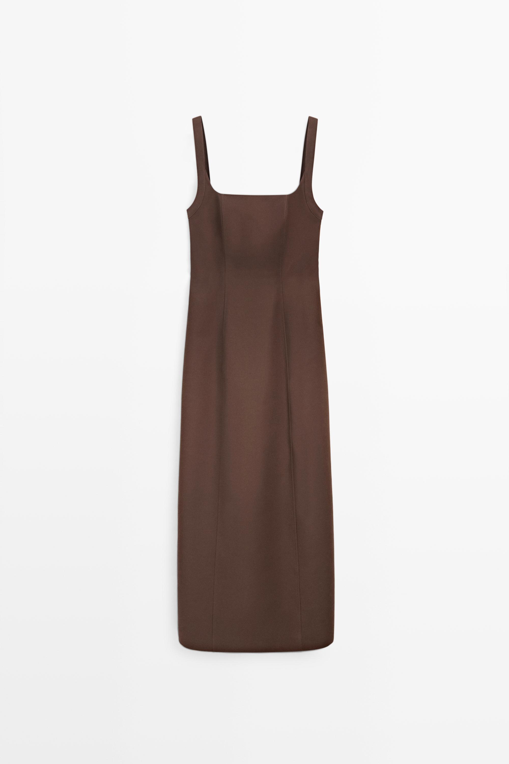 Cotton blend strappy midi dress