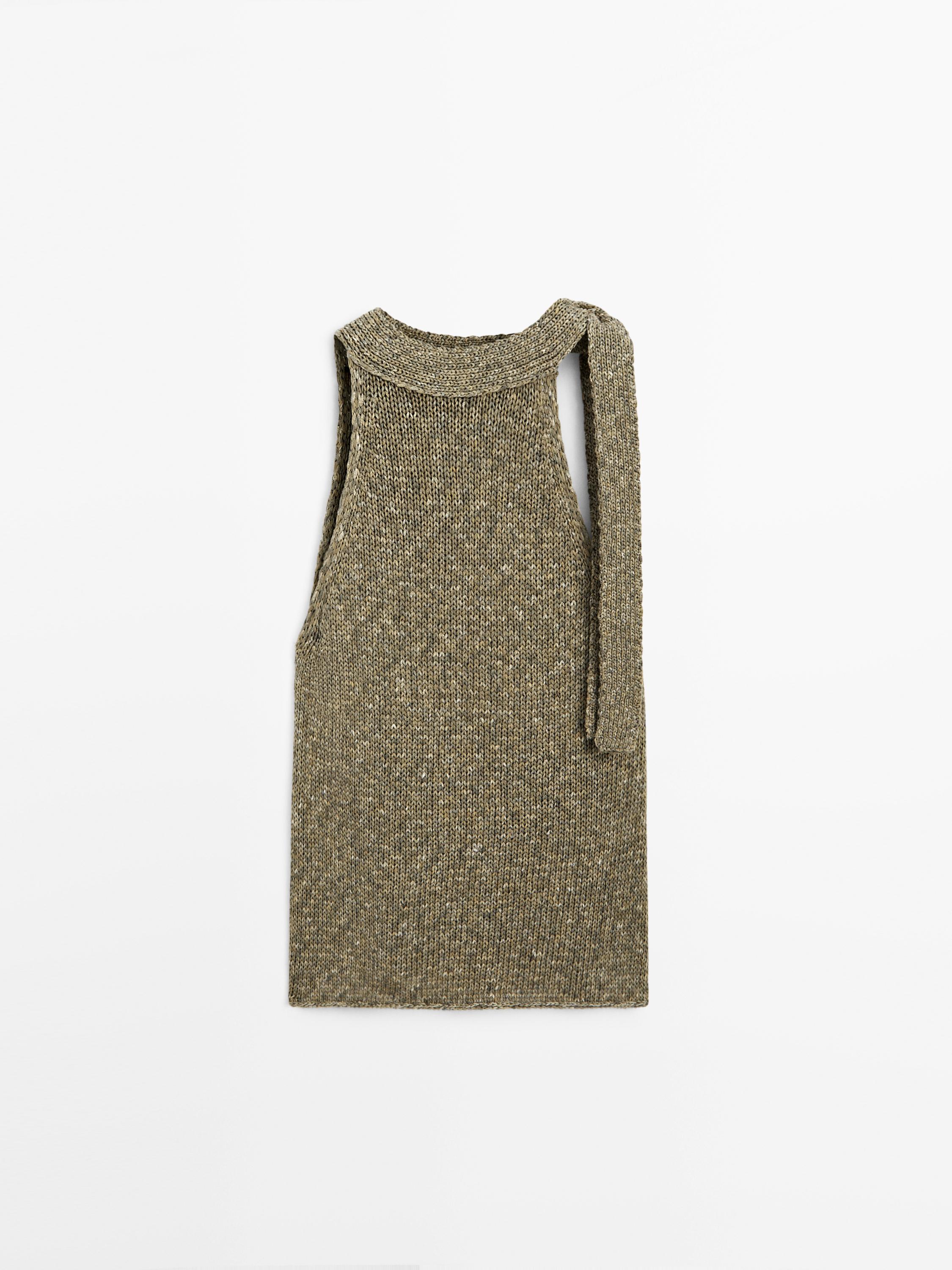 100% cotton halter top with tie detail