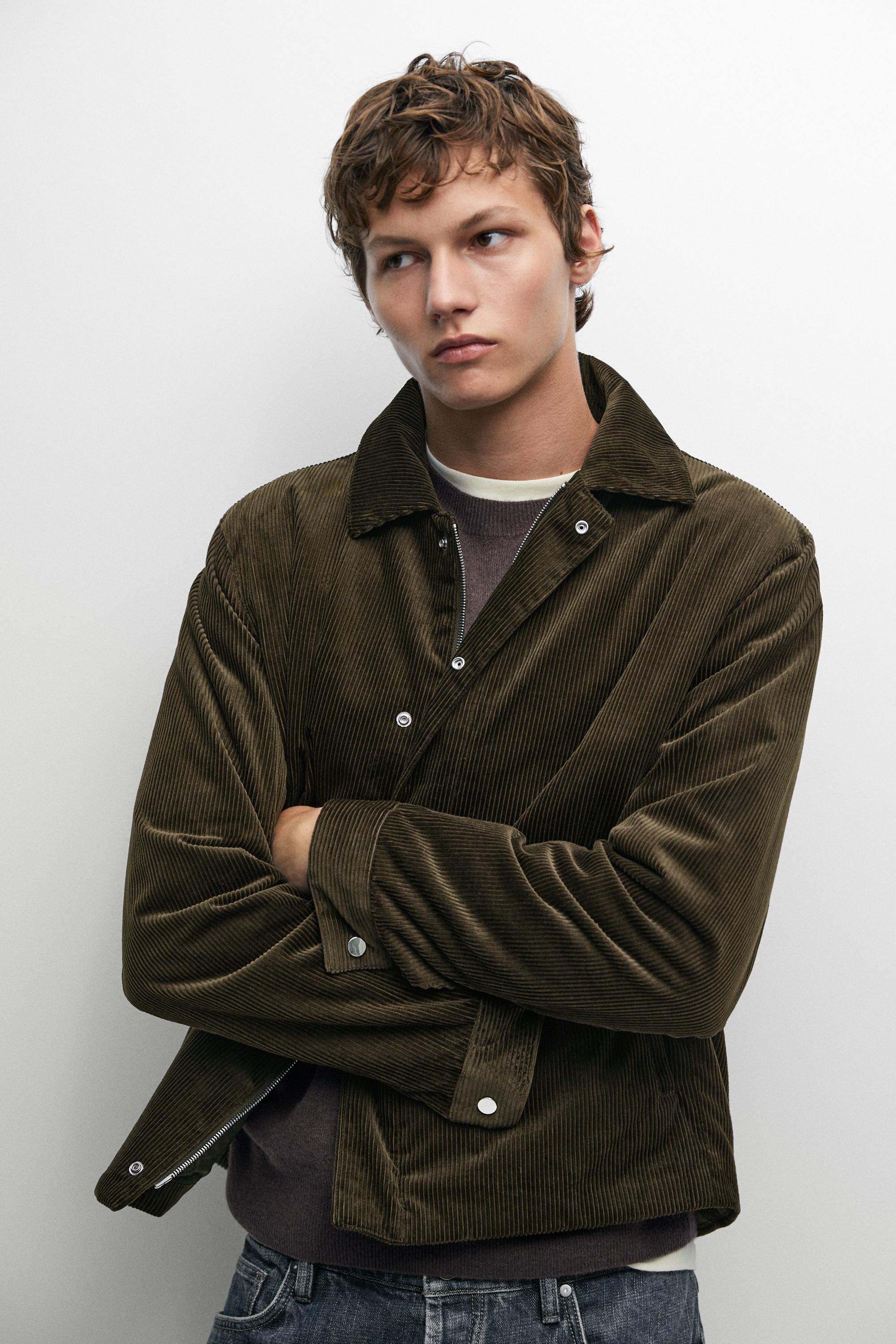 Corduroy jacket with placket detail