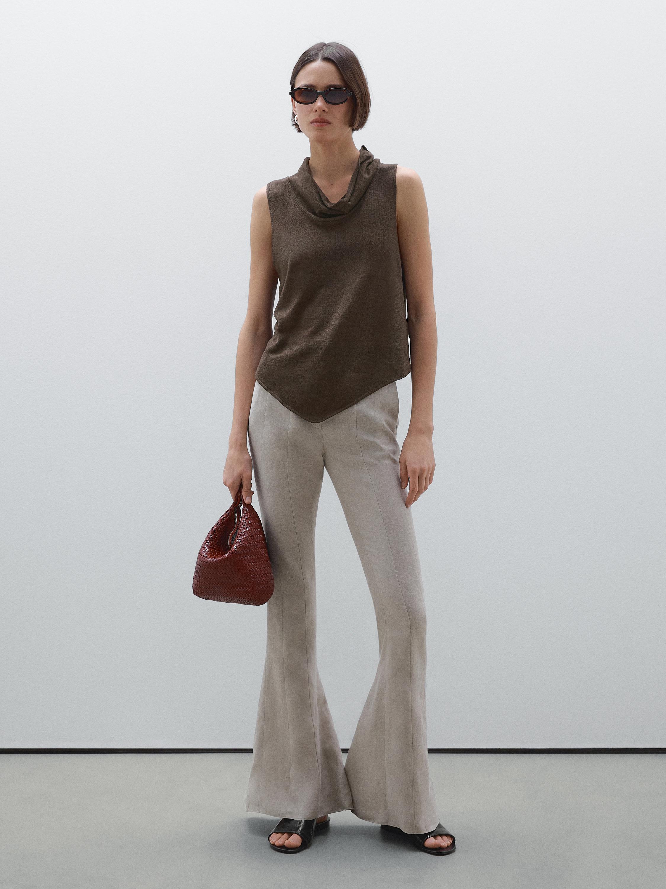 100% linen asymmetric draped top