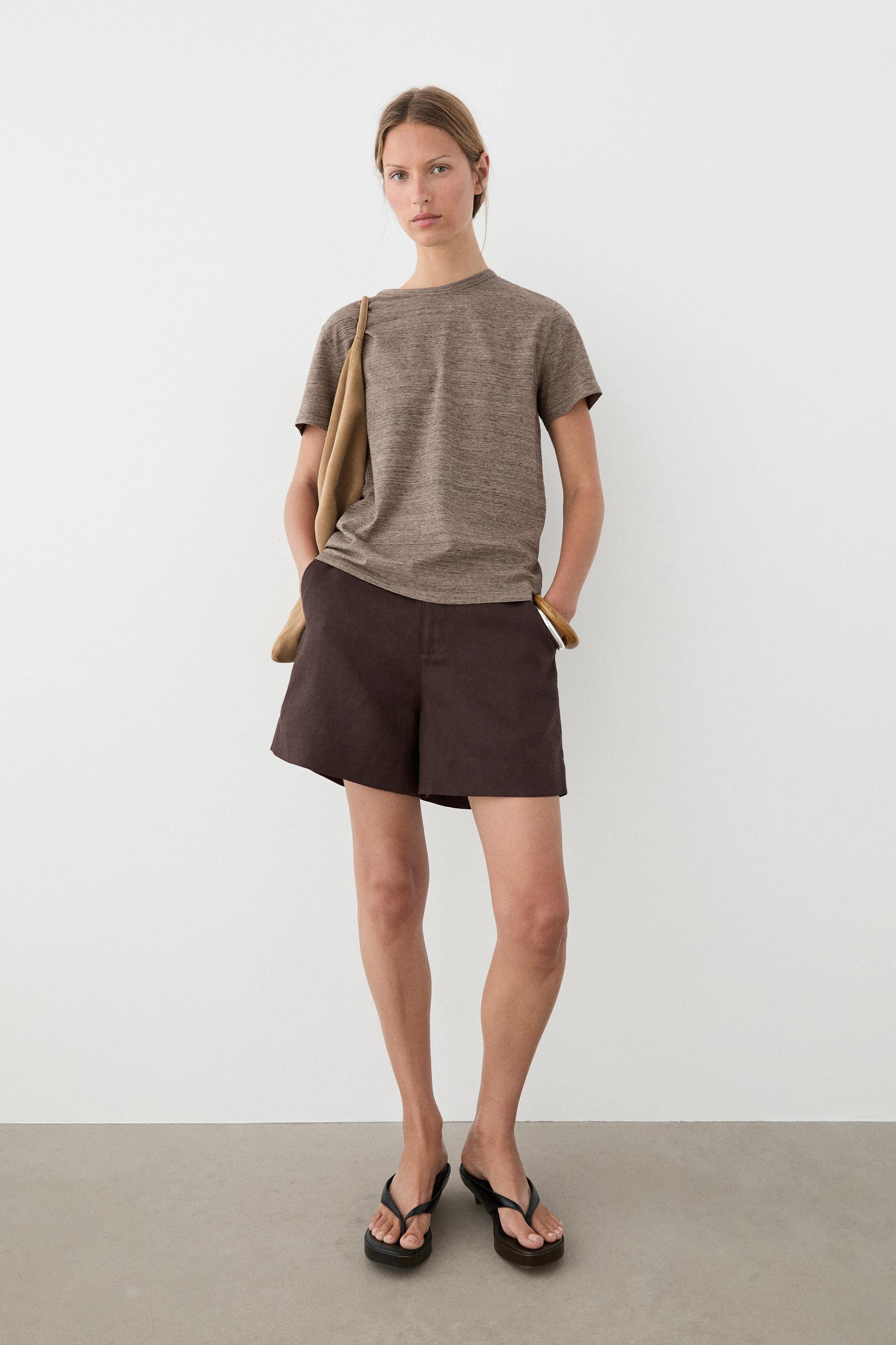 100% linen short Bermuda shorts