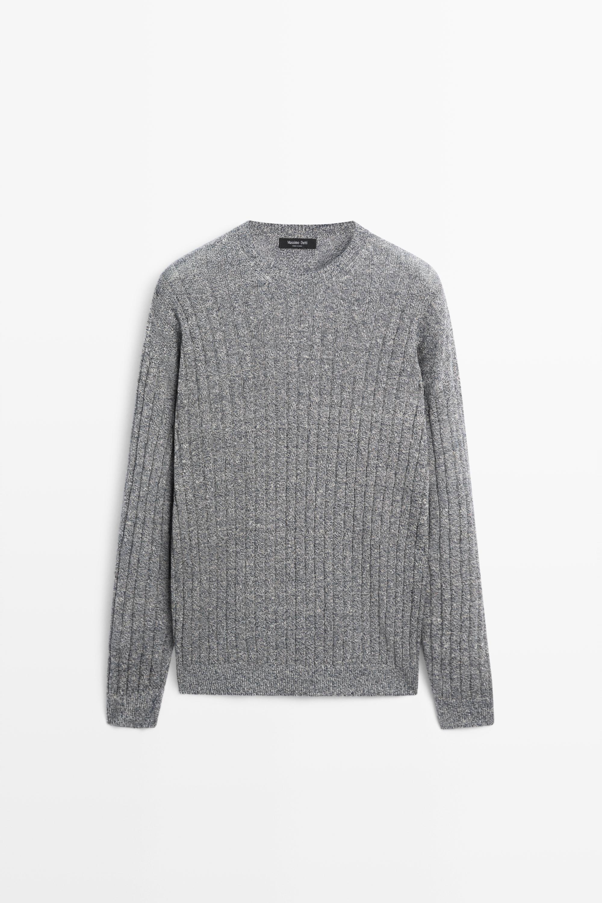 Linen cotton mouliné knit sweater