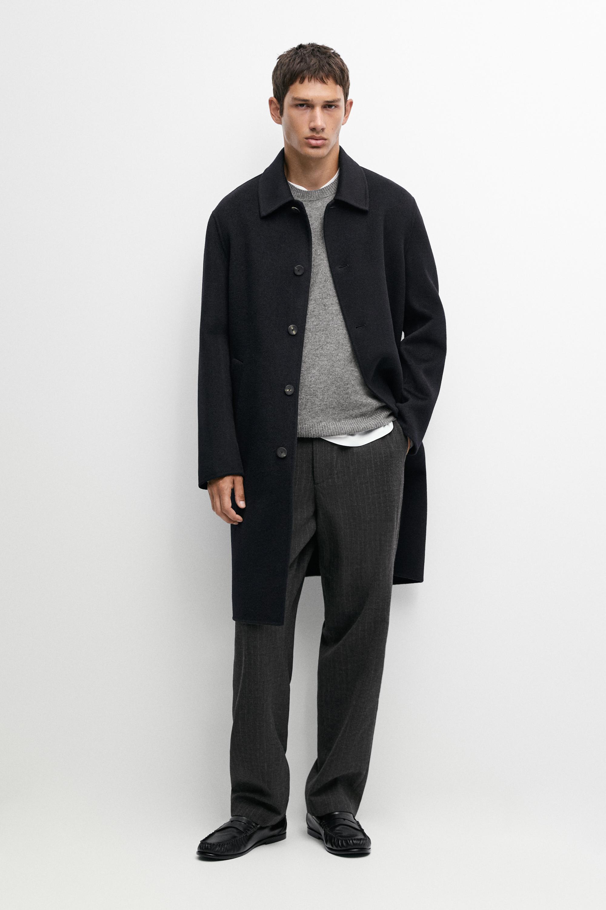 Double-faced wool long coat
