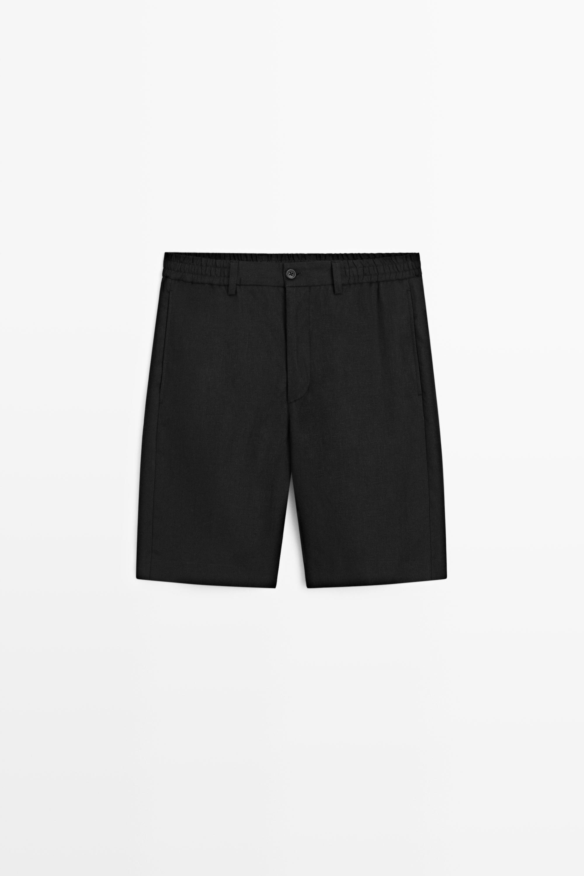 100% linen short Bermuda shorts