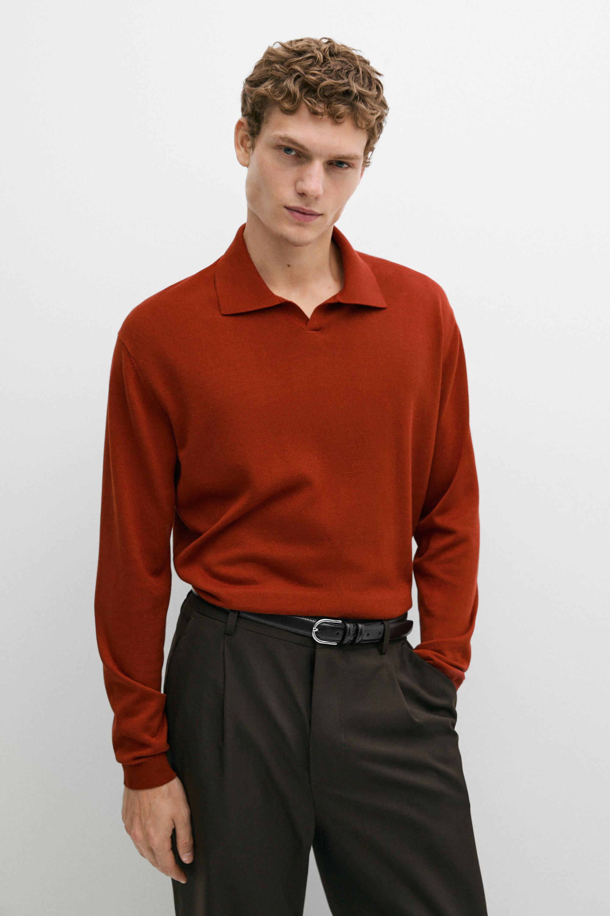 Polo collar knit sweater