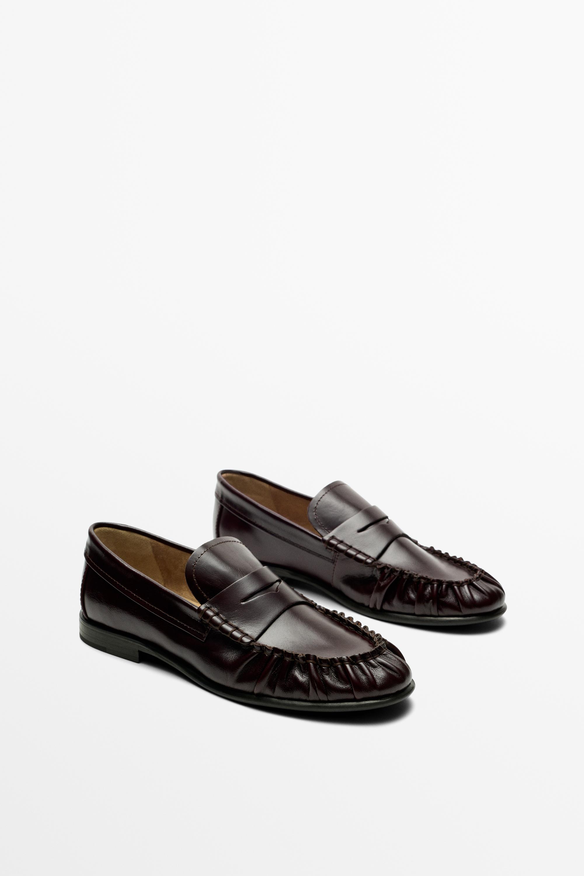 Shirred Leather Loafer
