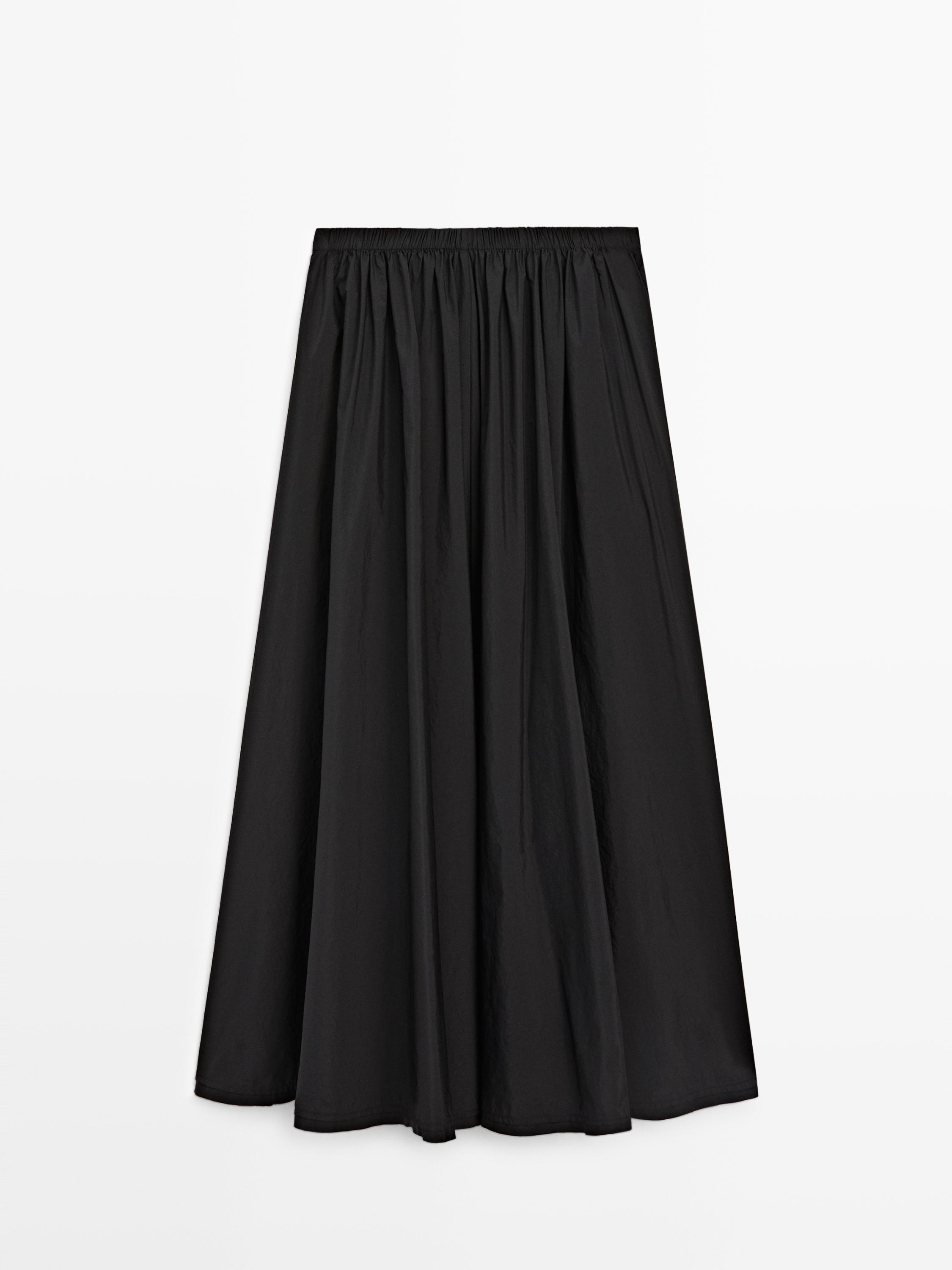 Technical fabric midi skirt
