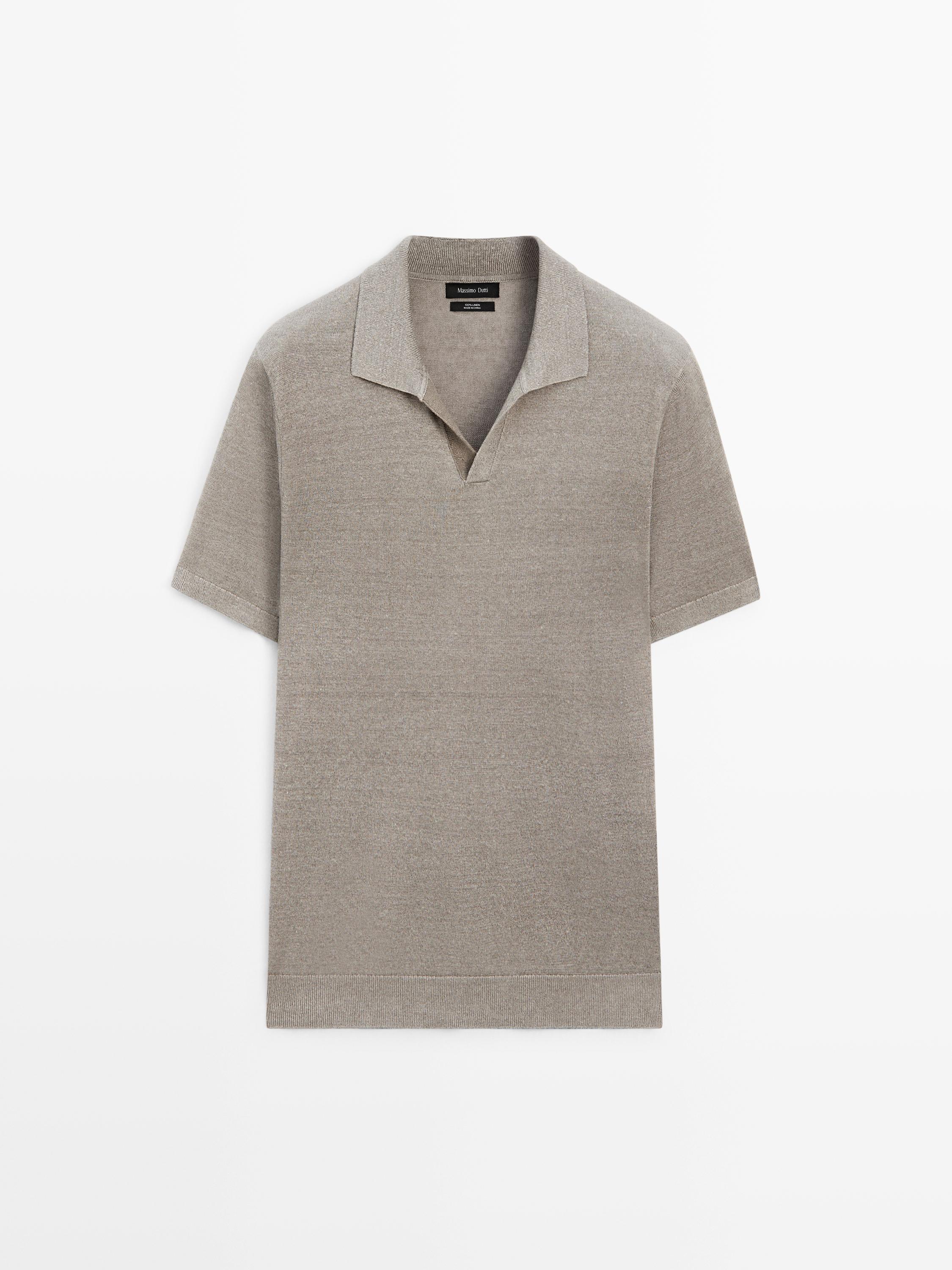 Linen V-neck polo sweater