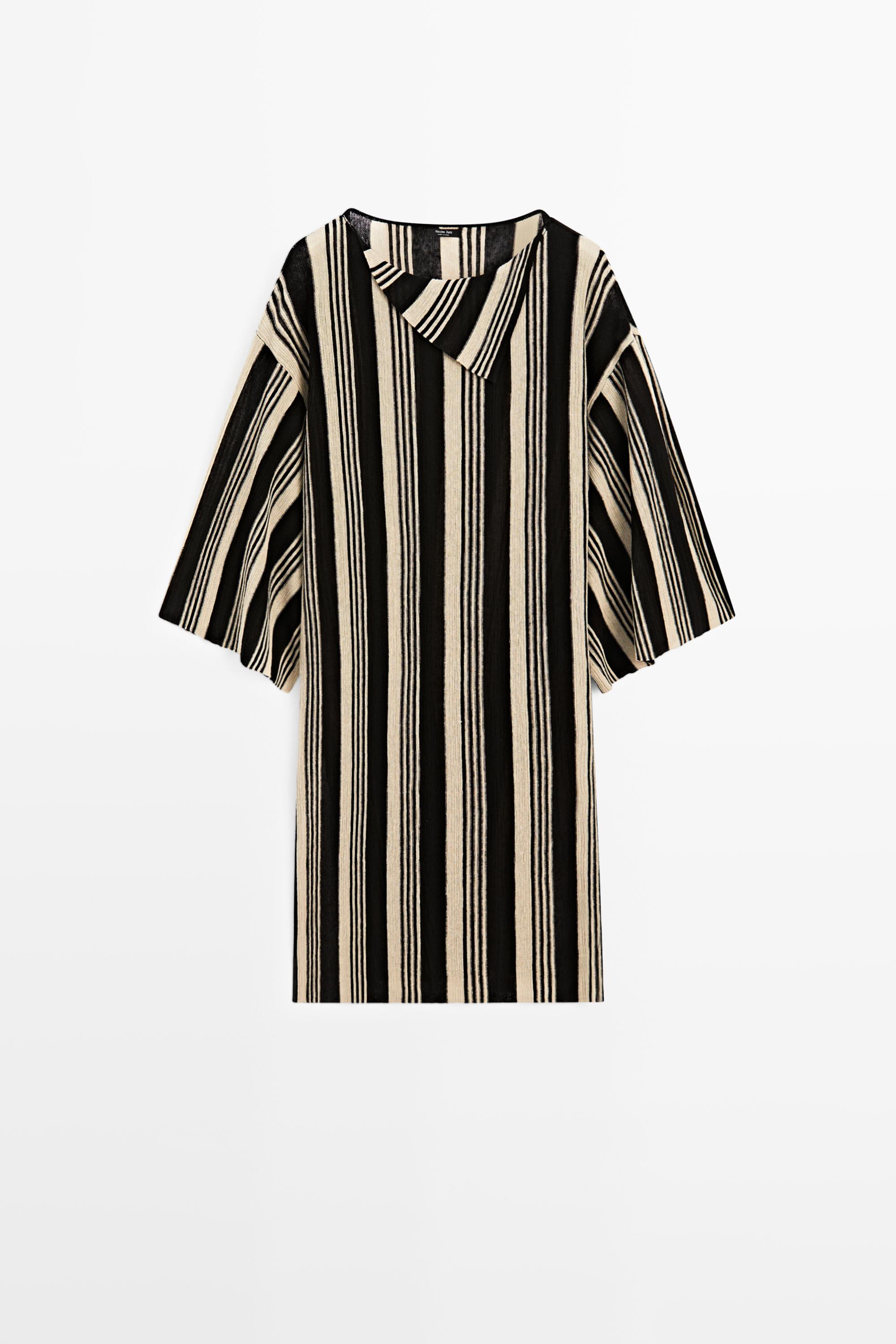 Striped knit kaftan sweater