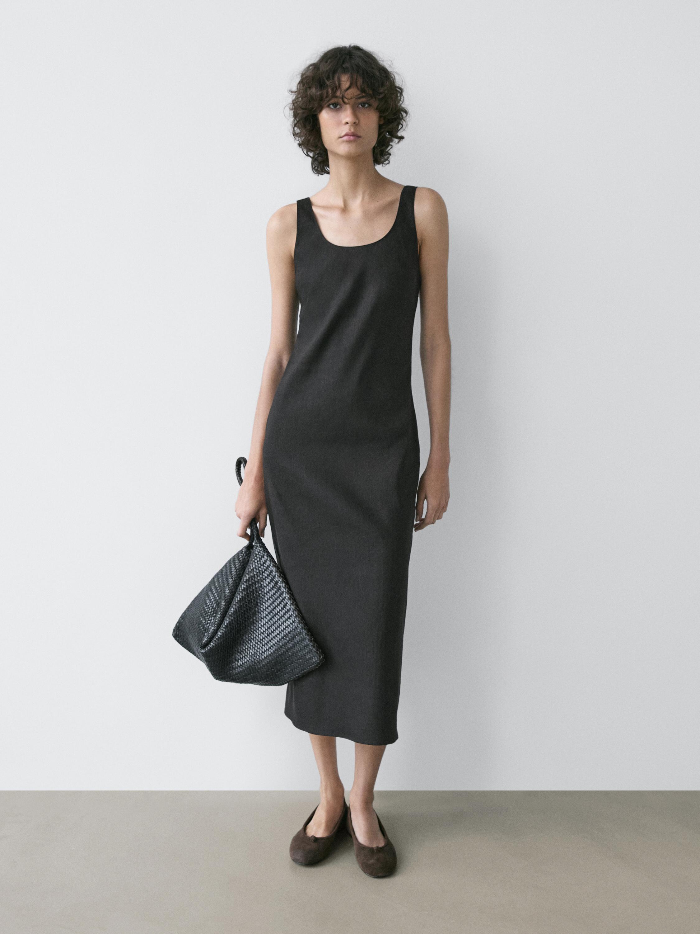Flowing round neck midi dress
