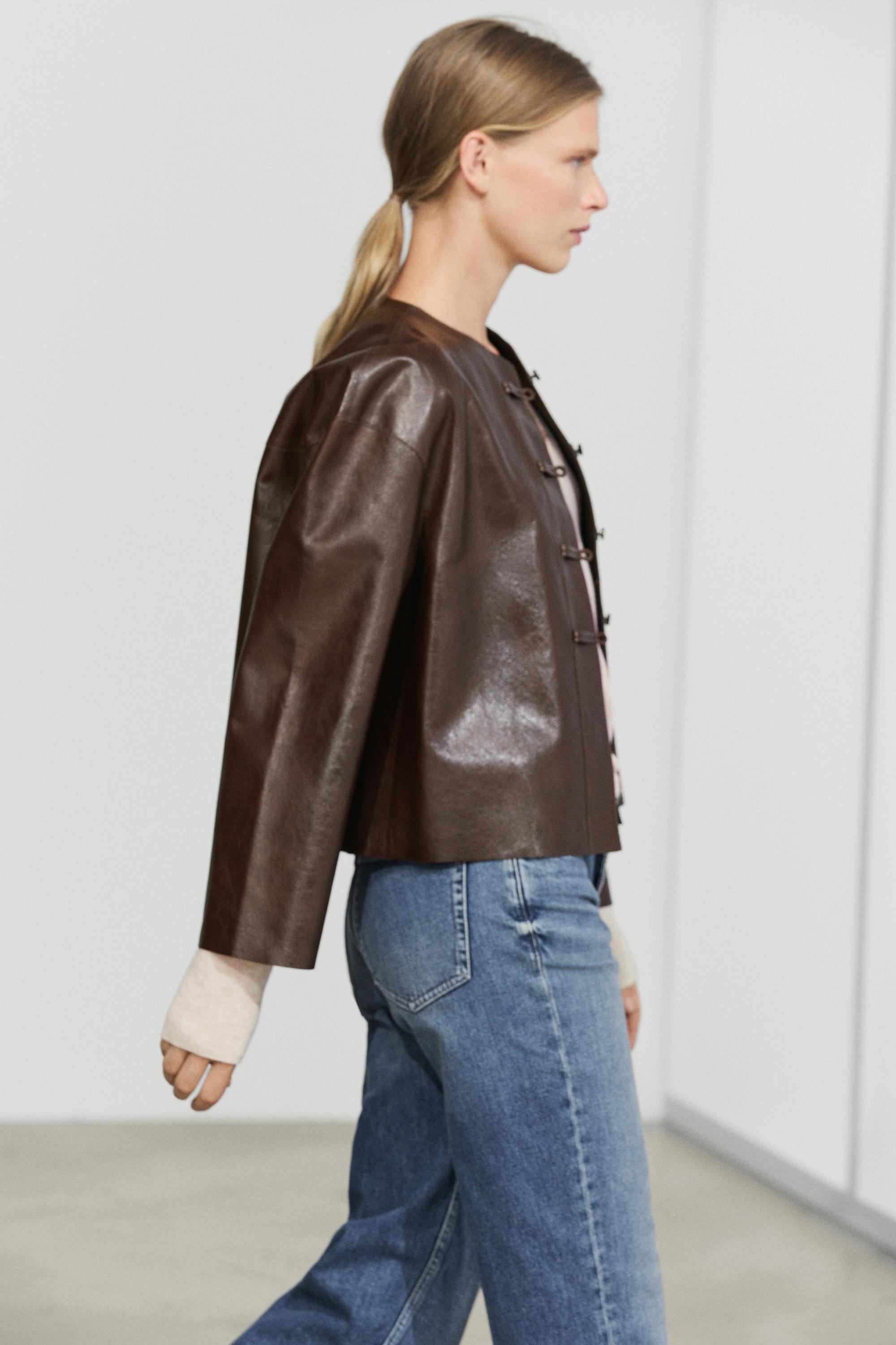 Nappa leather toggle jacket