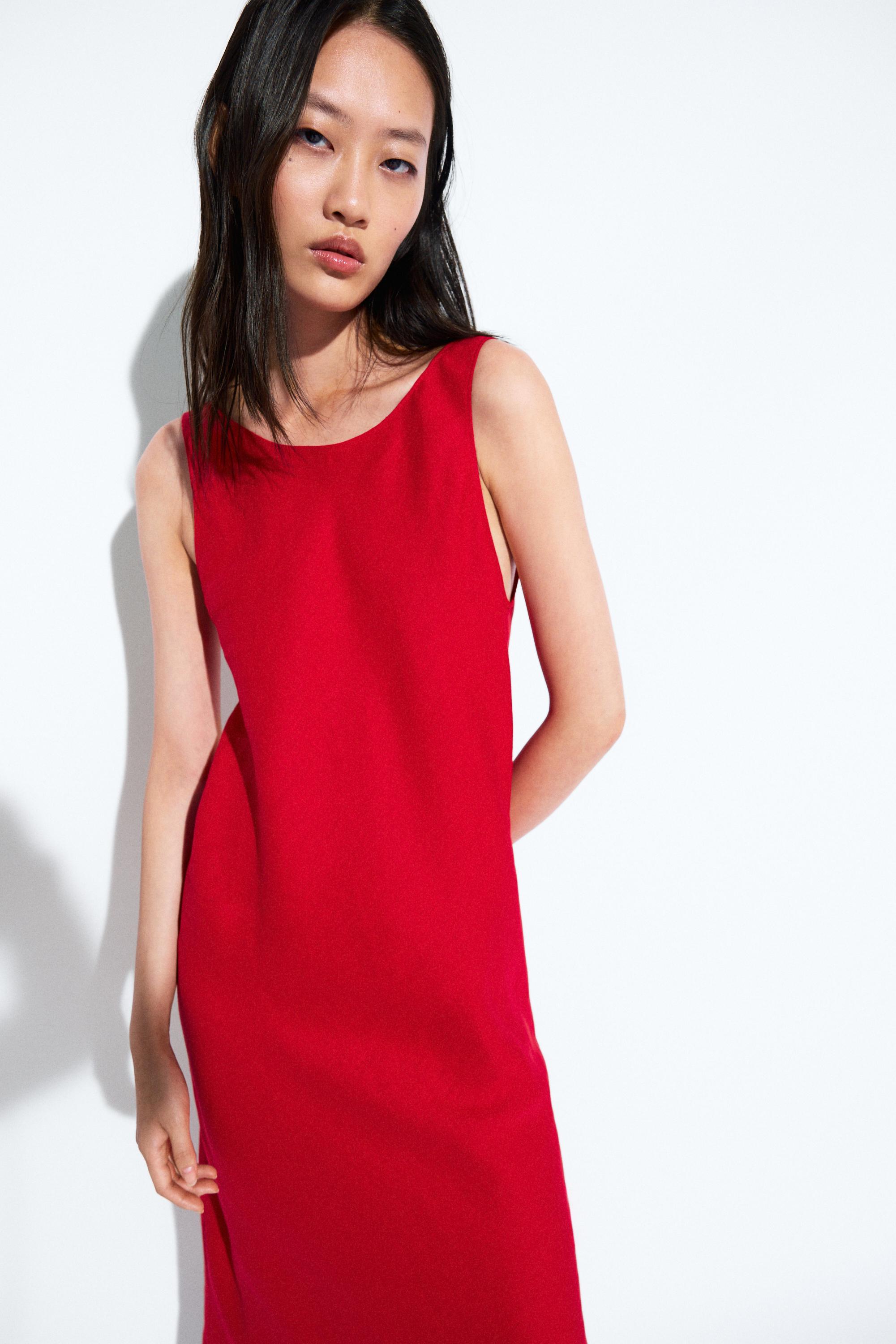 Linen midi dress with open back