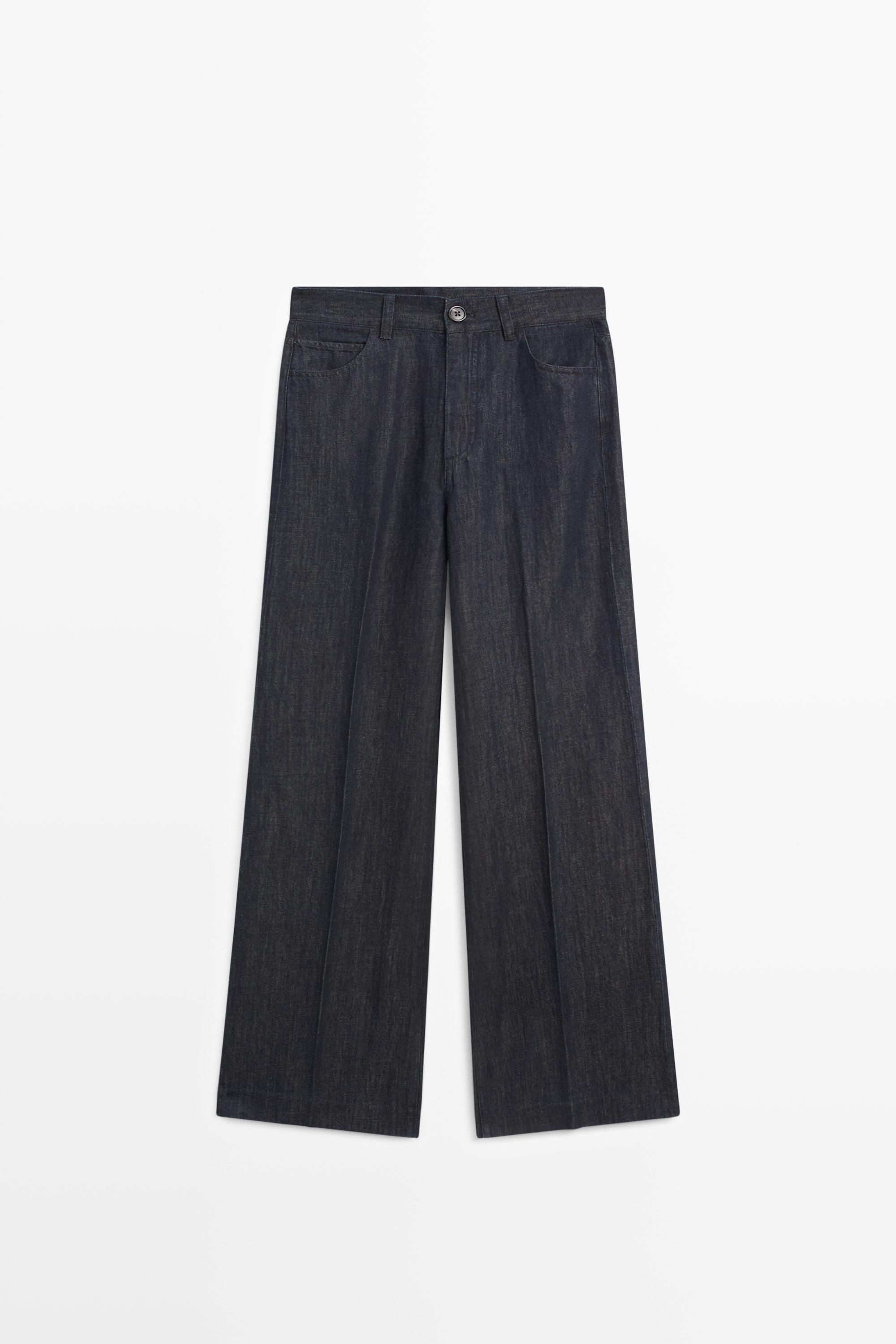 High-waist palazzo denim pants co-ord