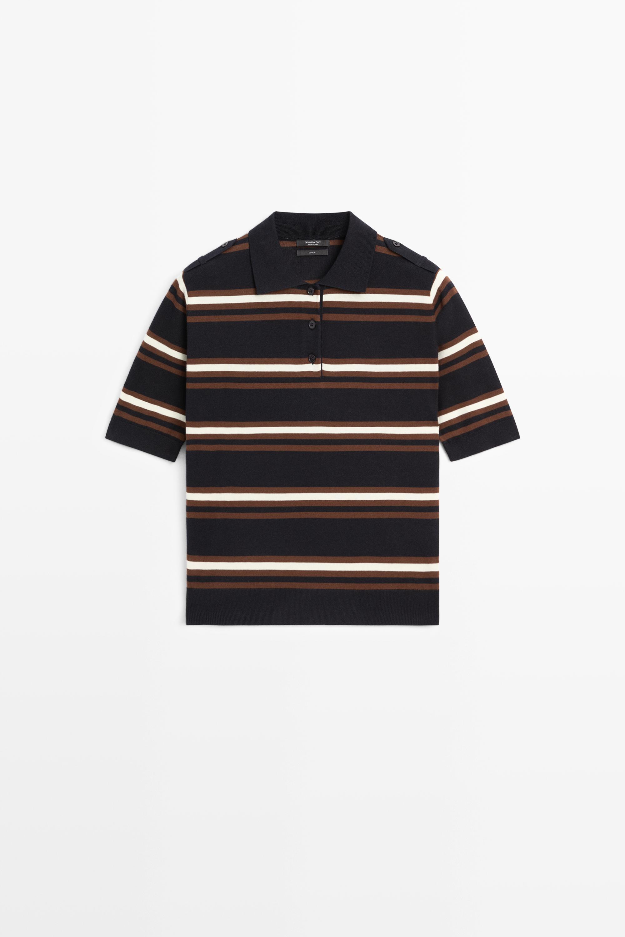 100% Cotton Striped Knit Polo
