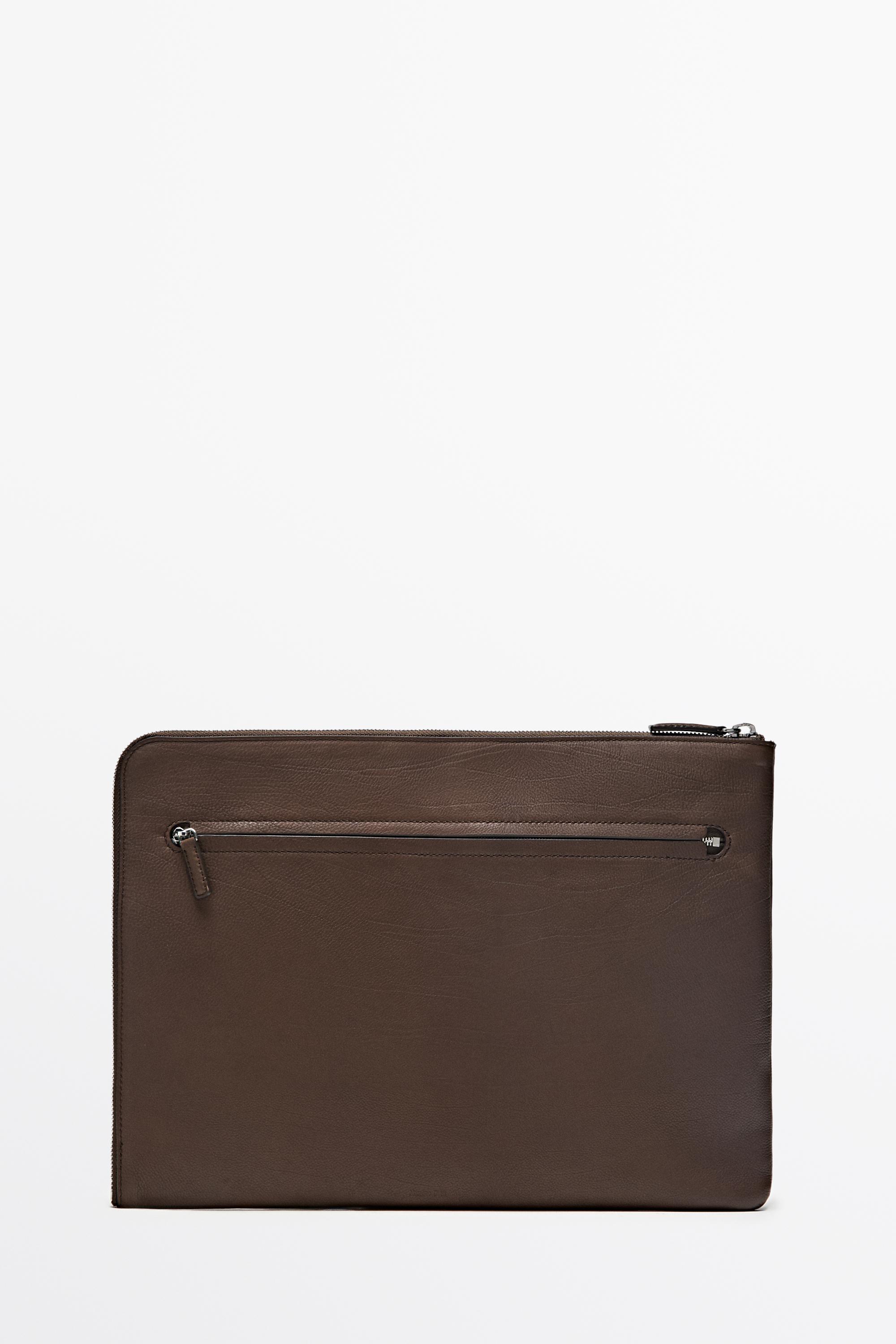 Large nappa leather laptop case
