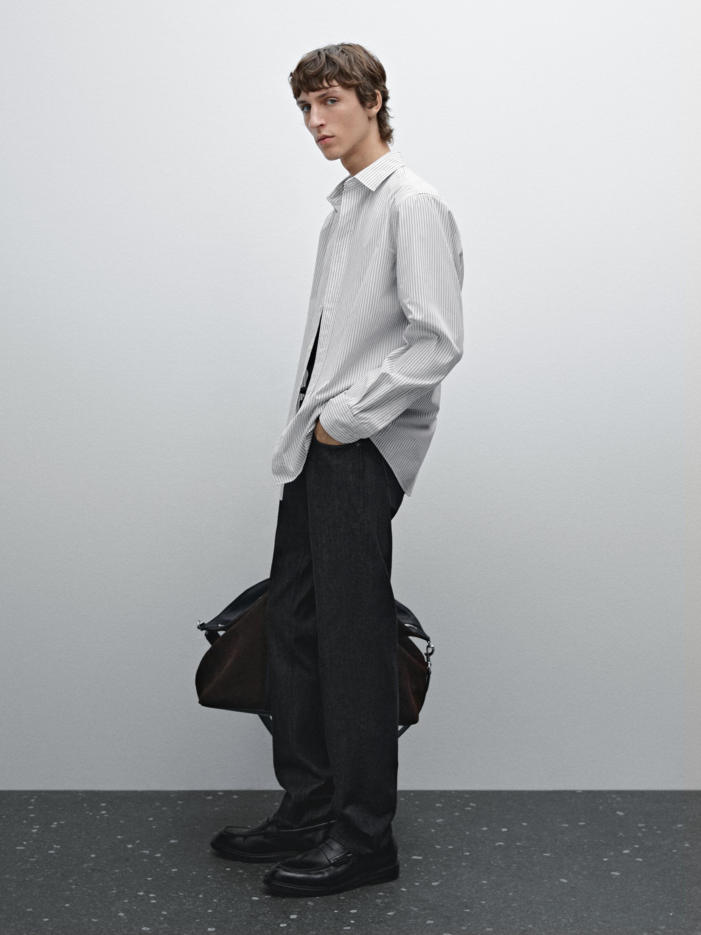 100% cotton regular fit double-stripe shirt