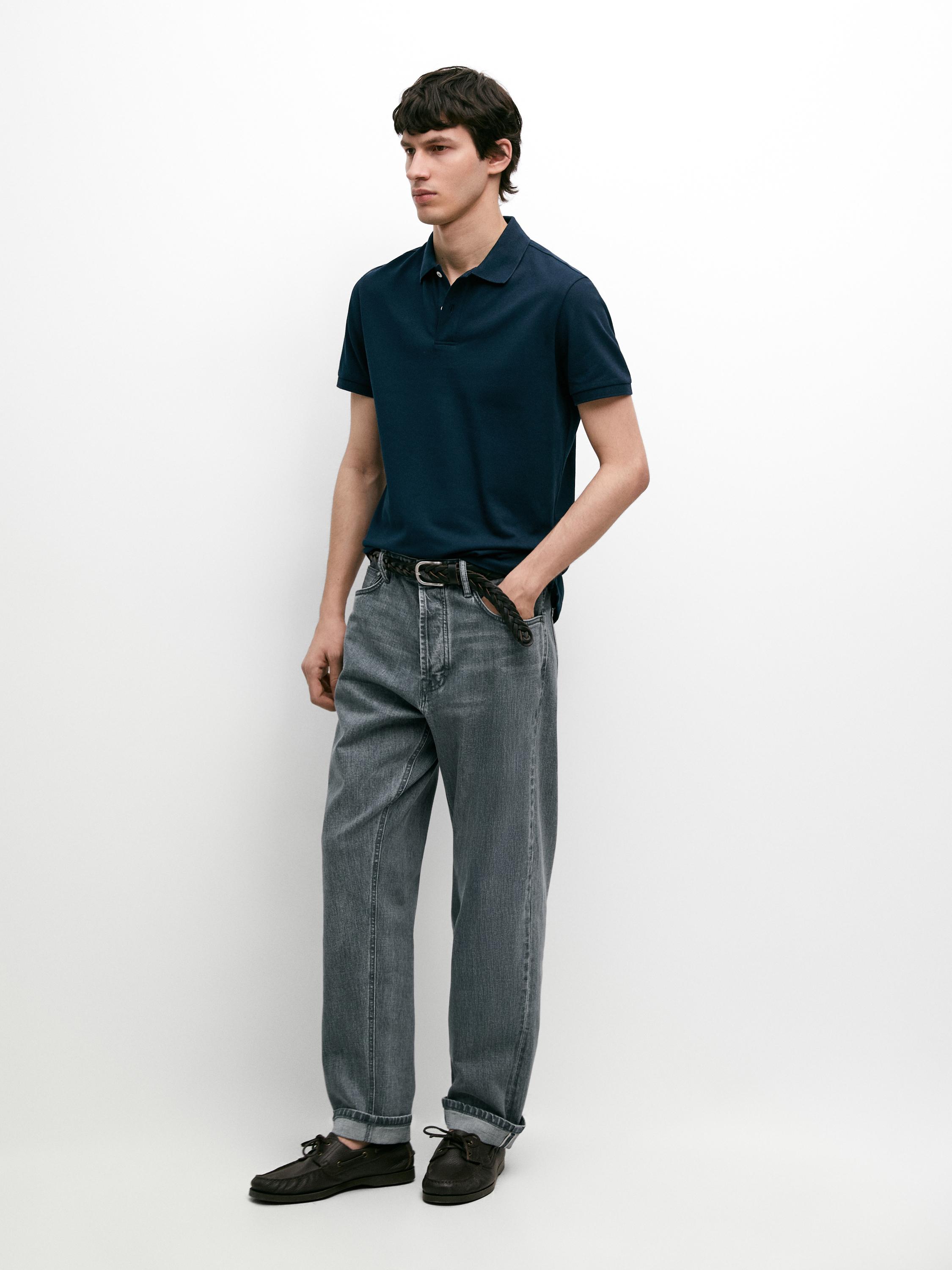 Micro textured cotton piqué polo shirt