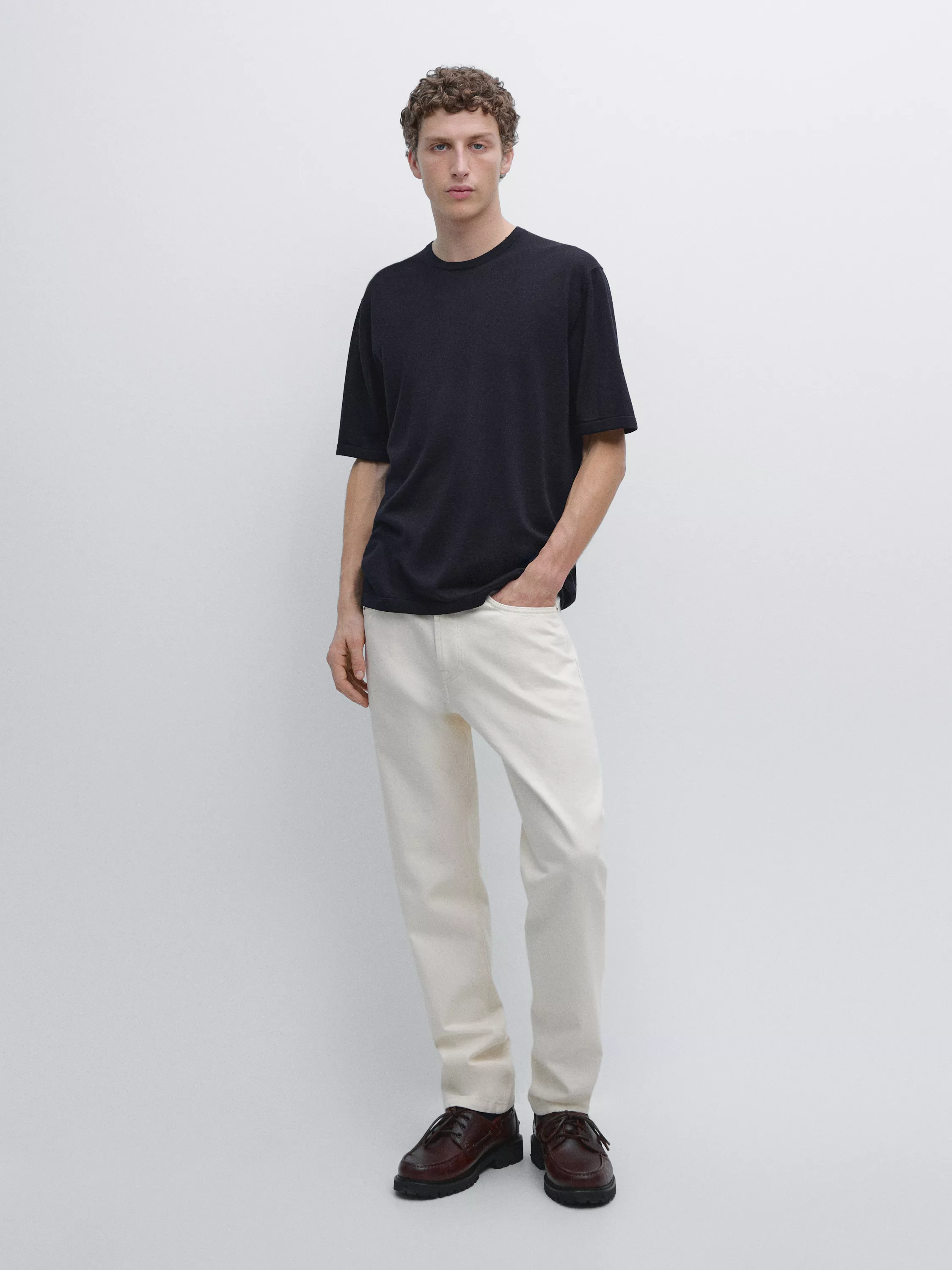 Wool blend knit T-shirt