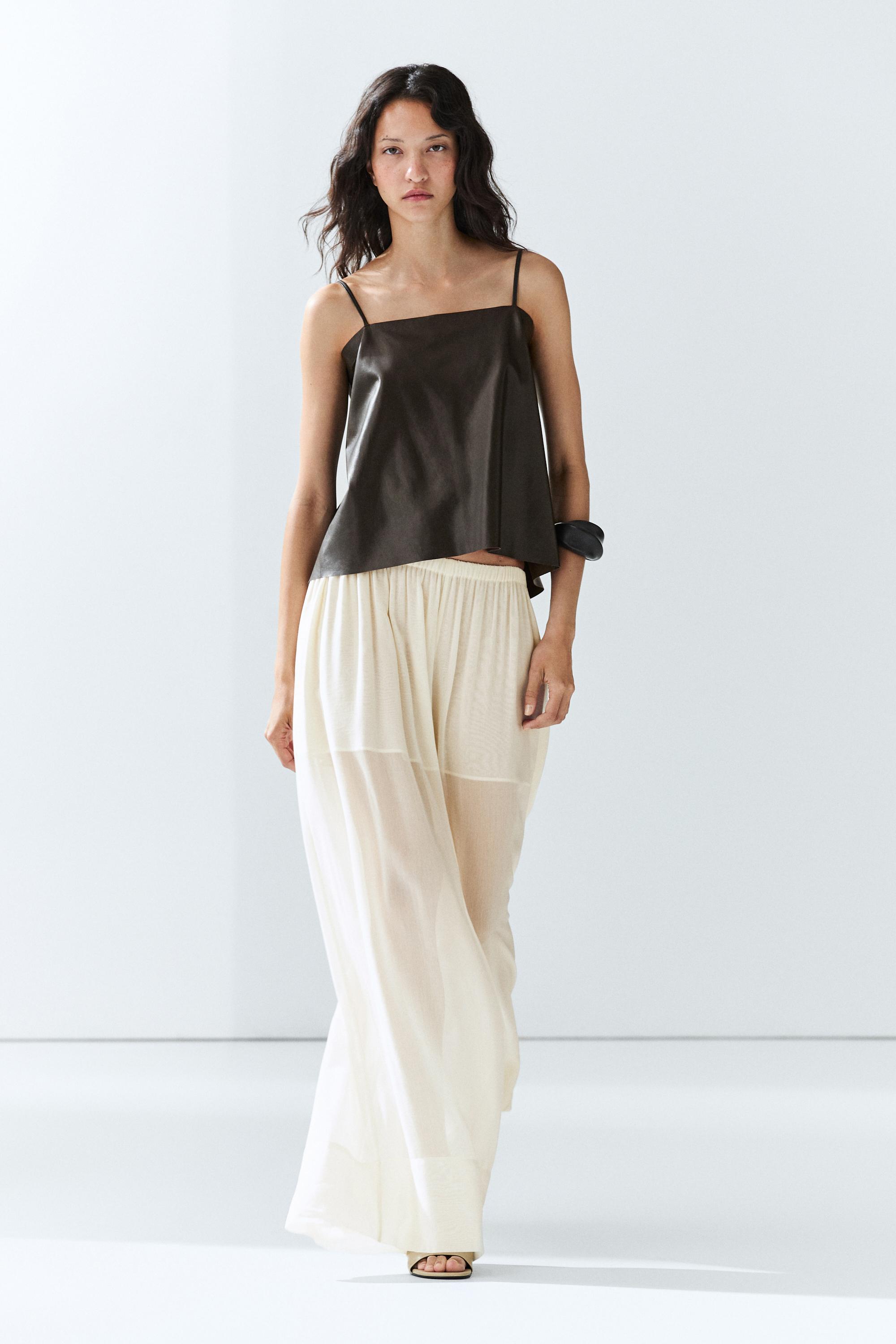 Nappa leather strappy top with back detail