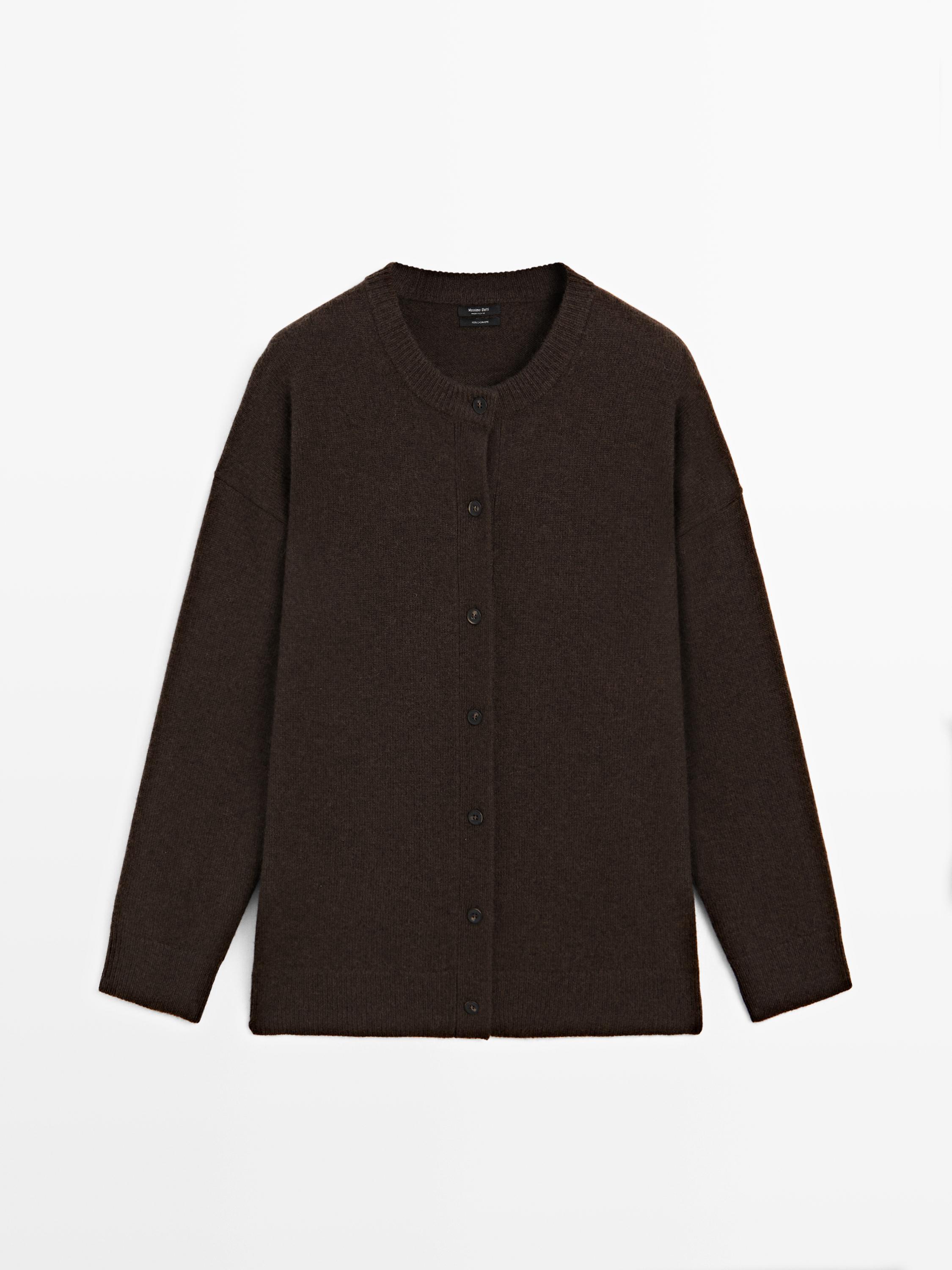 Long knit cashmere cardigan