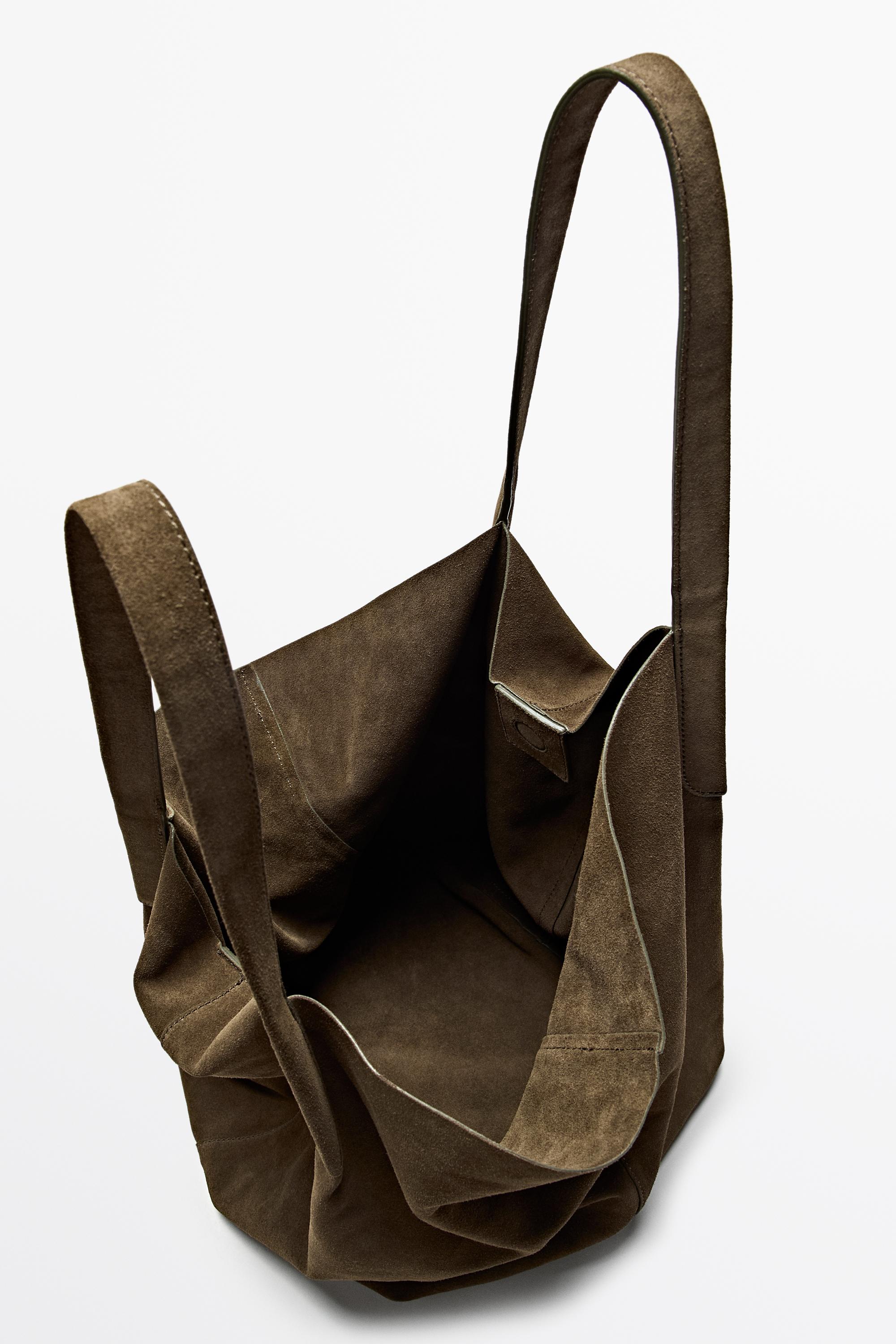 Split leather tote bag