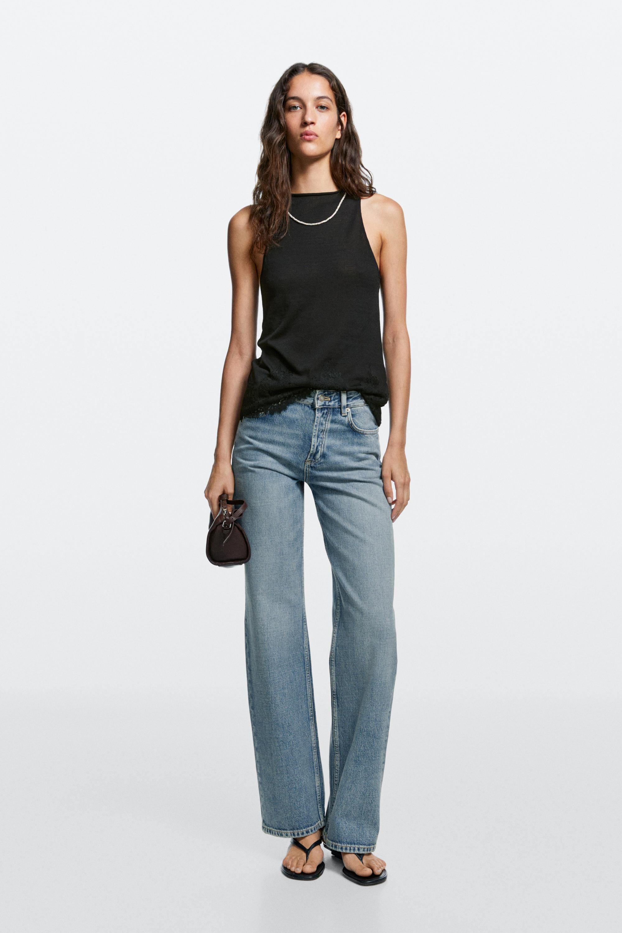 Mid-waist wide-leg jeans