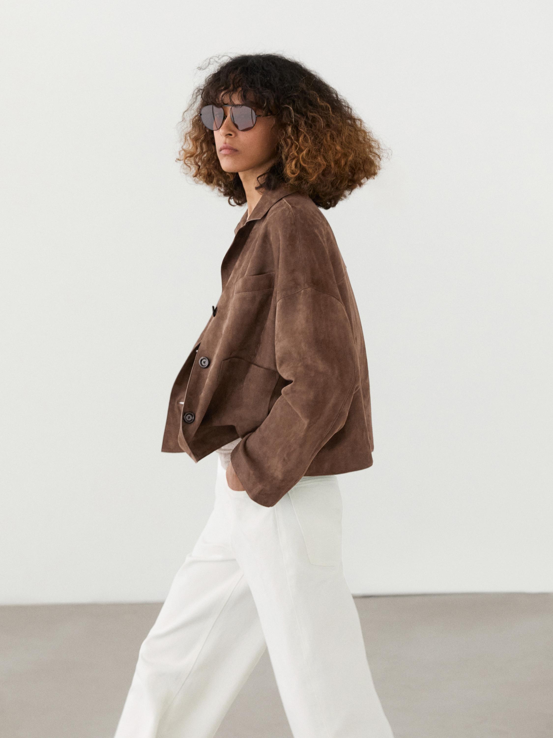 Flowing suede leather jacket