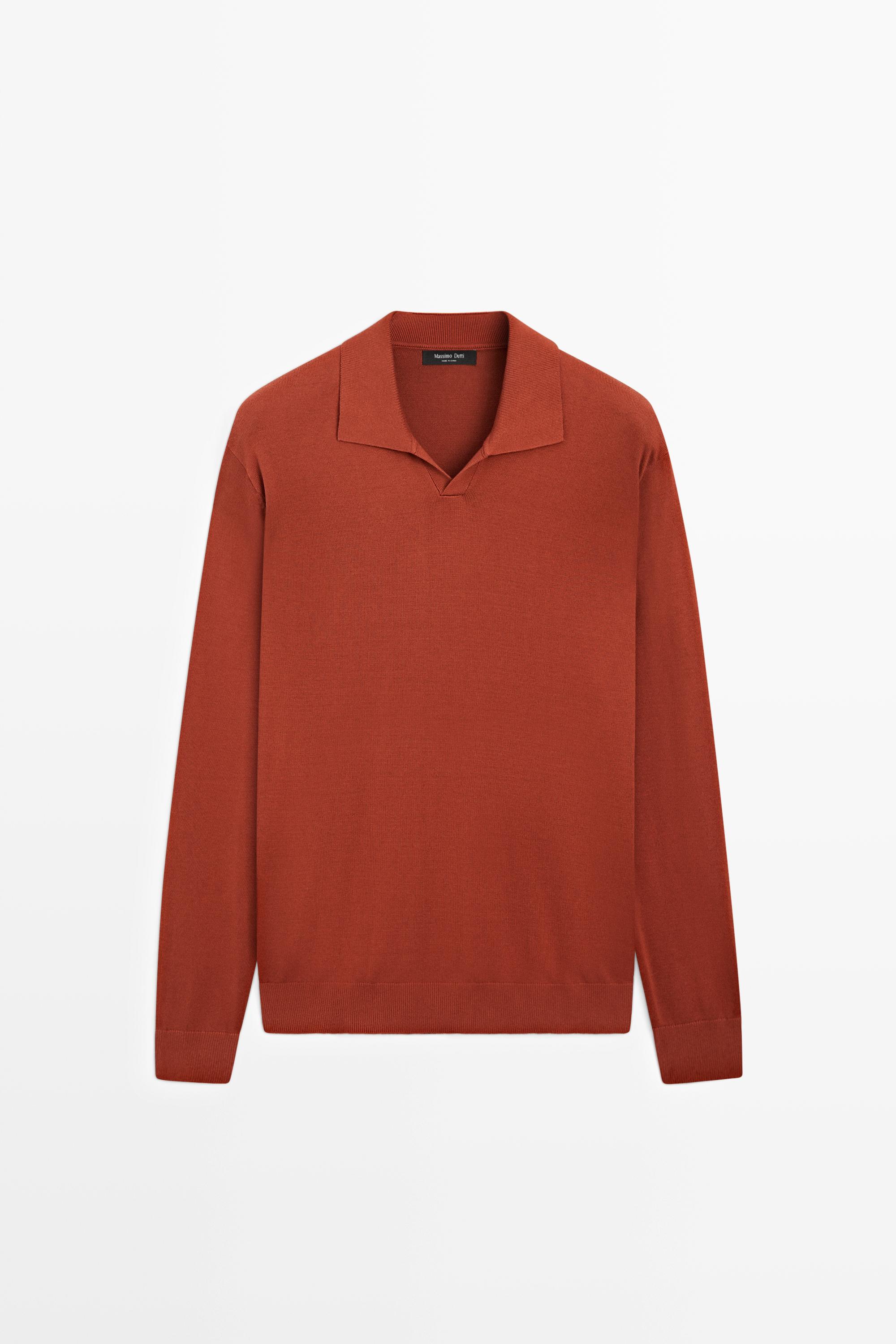 Polo collar knit sweater
