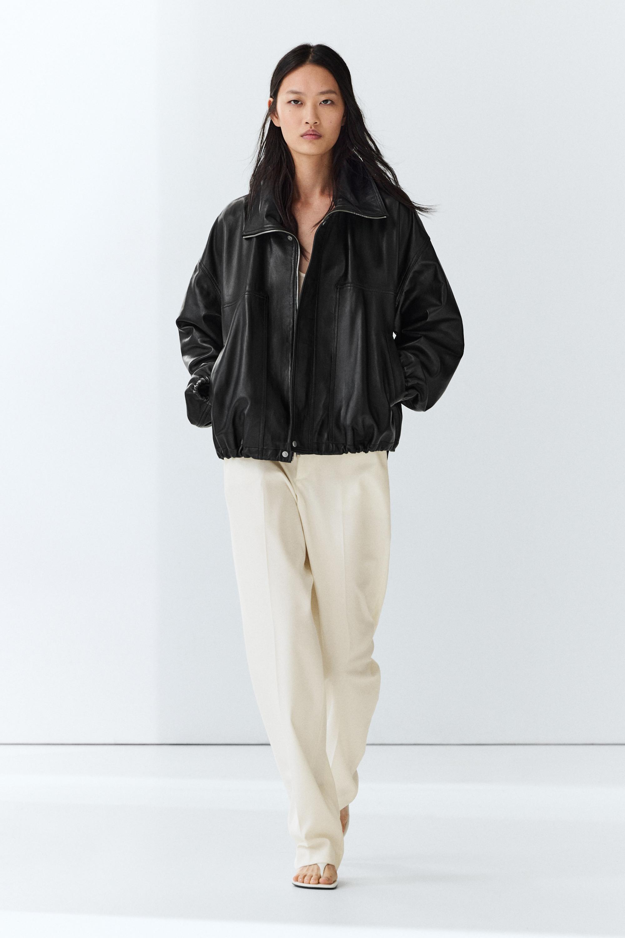 Nappa leather bomber jacket