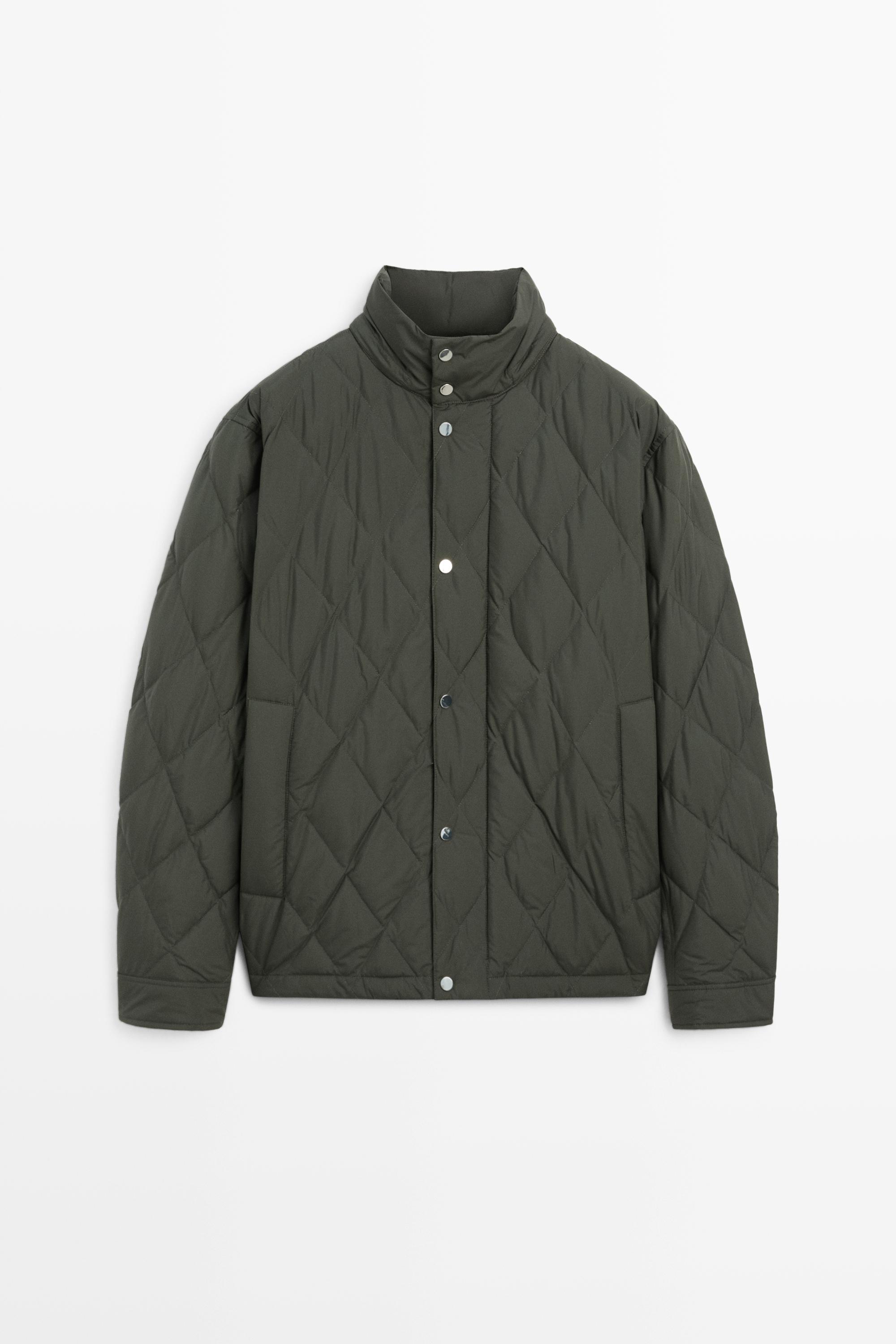 Down jacket with button detail