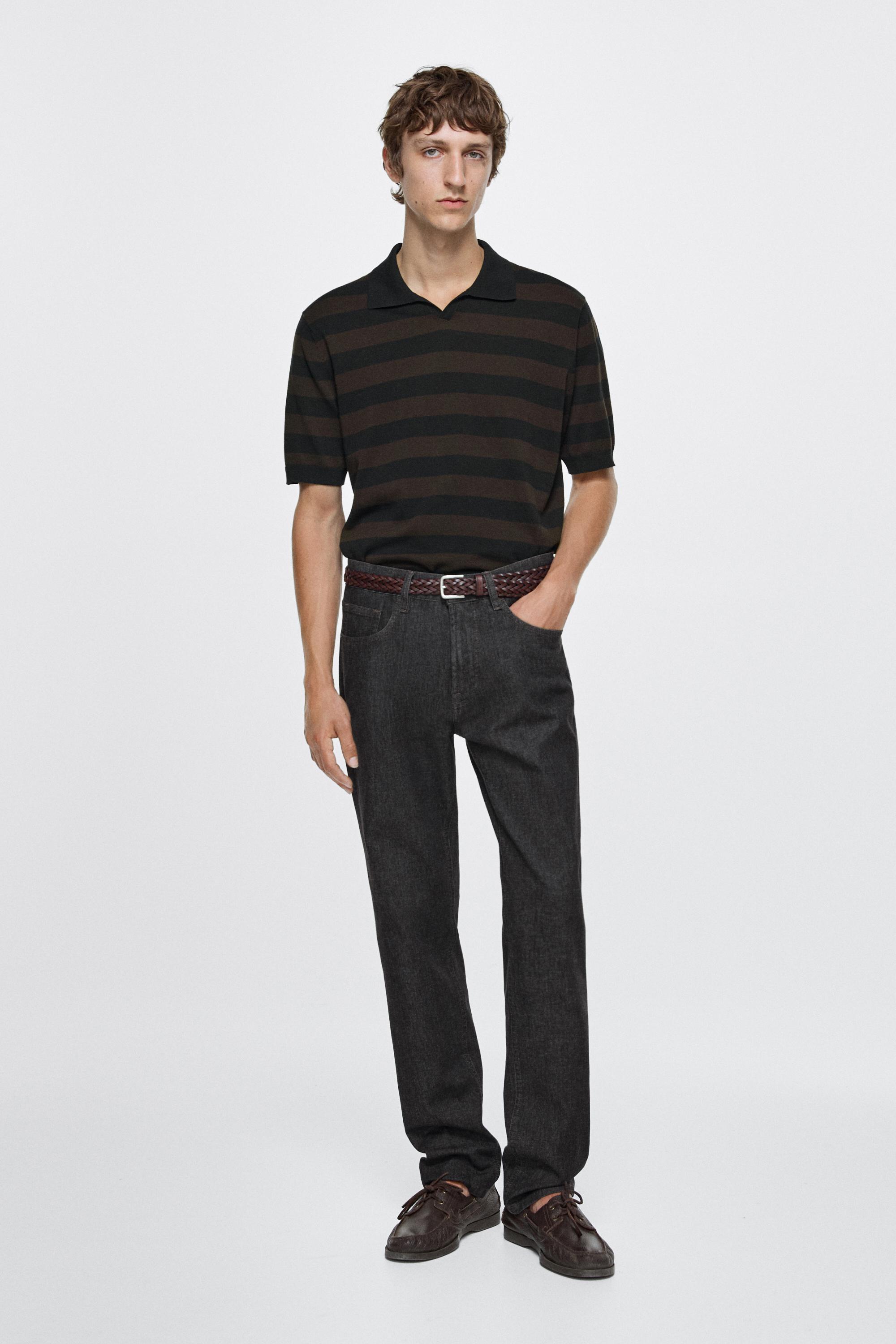 Lightweight tapered fit desized jeans