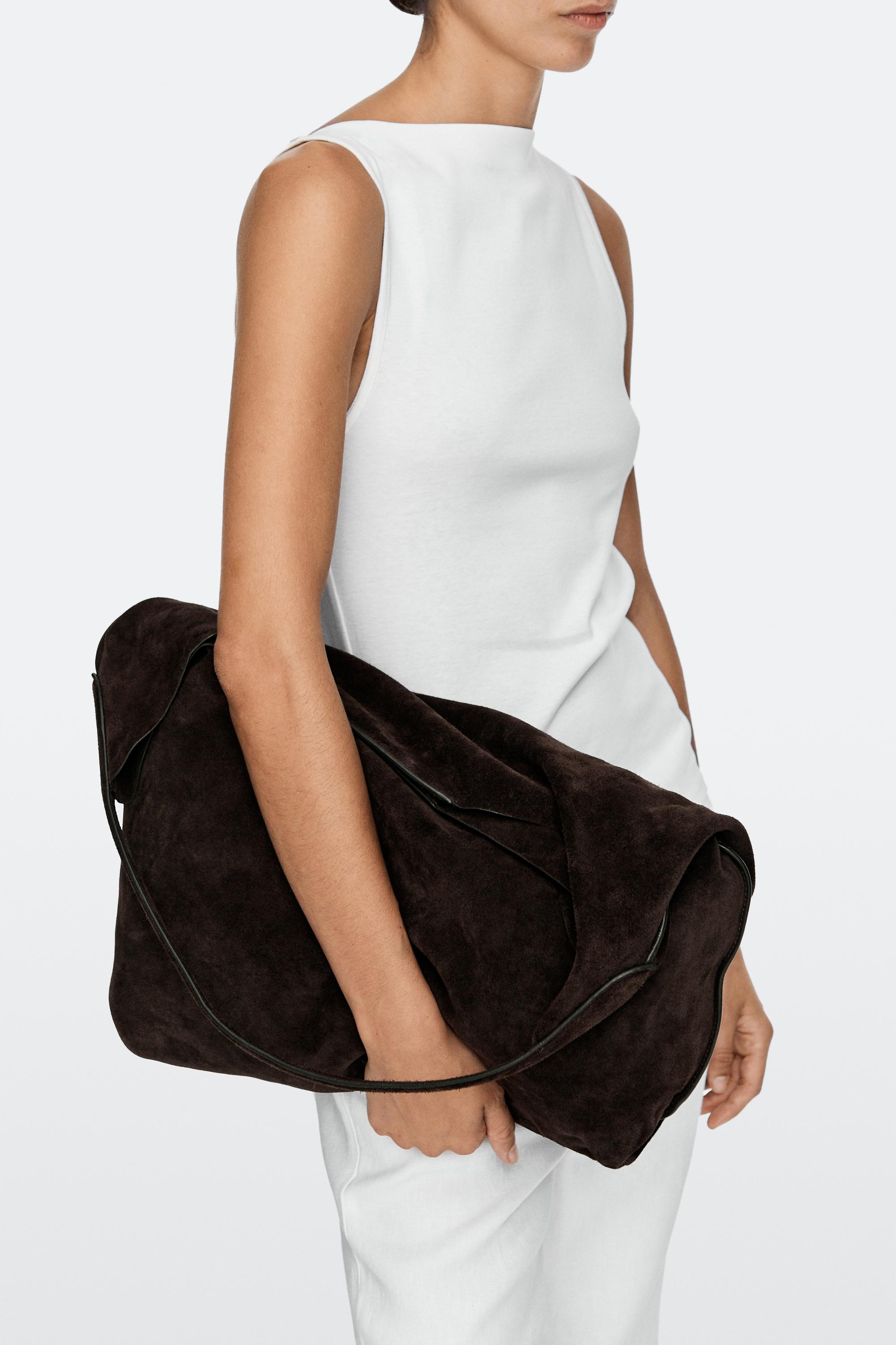 Maxi split suede leather shoulder bag