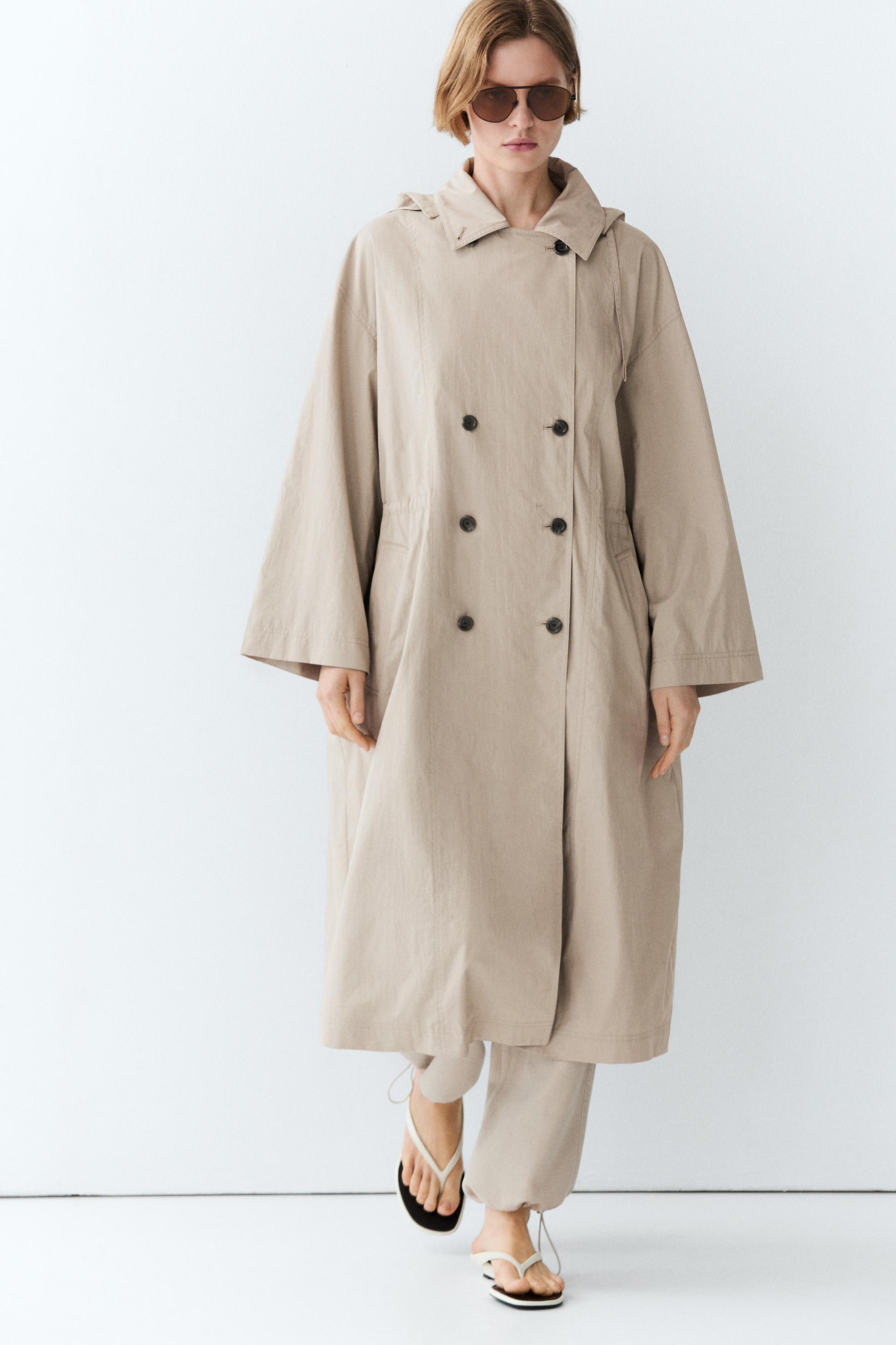 Cotton blend technical trench coat