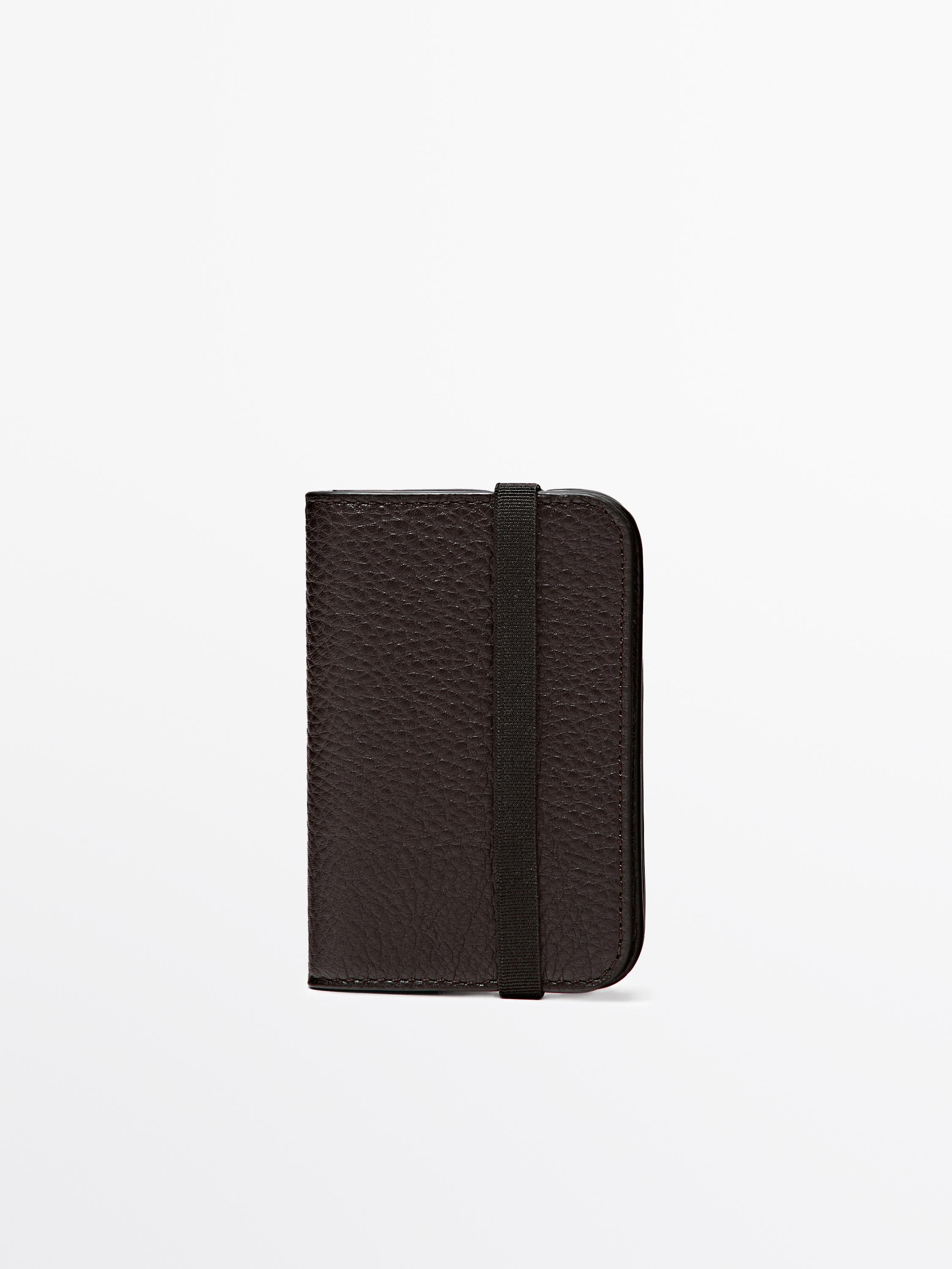 Nappa leather card holder with flap