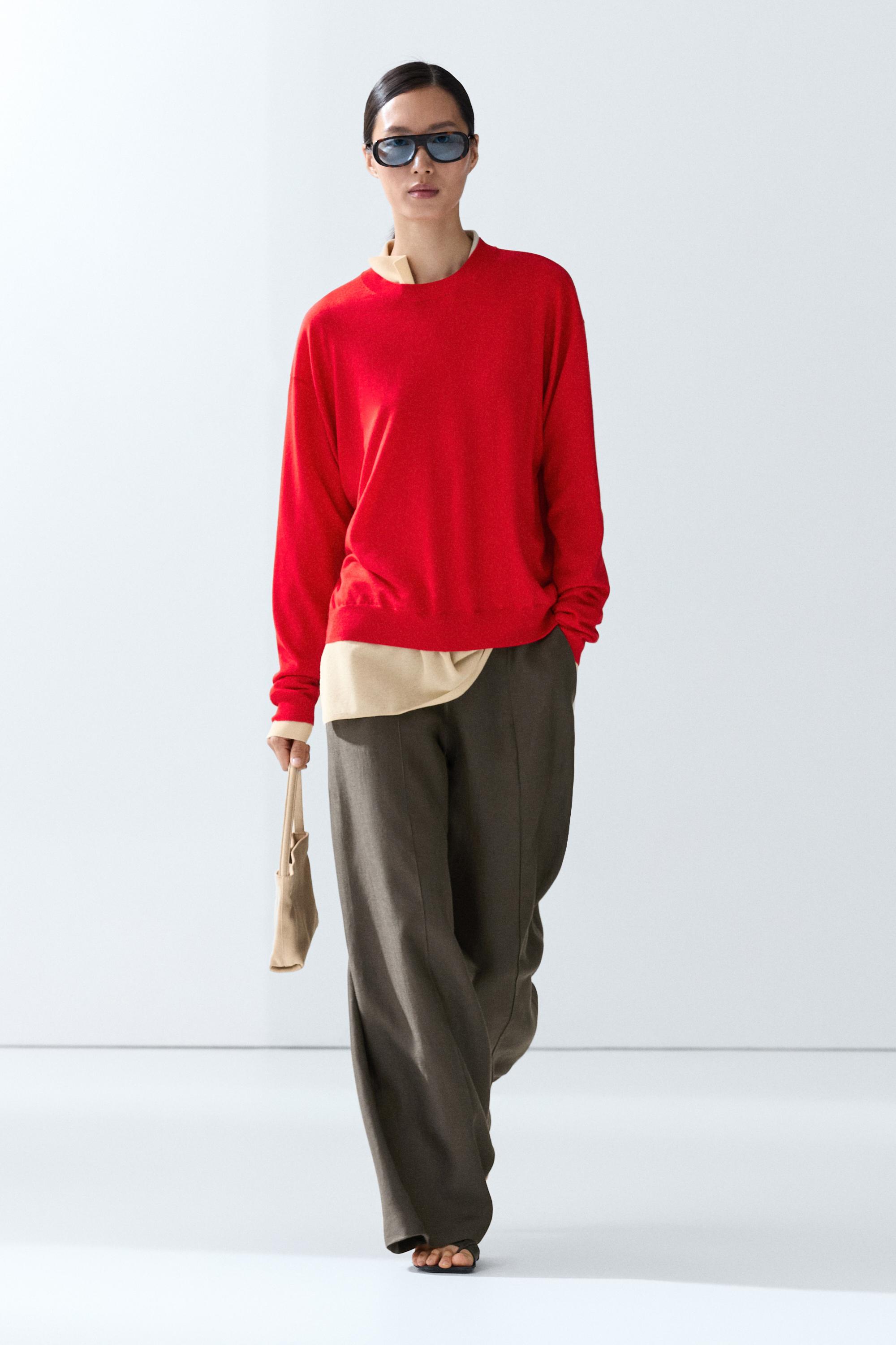 Fine knit round neck sweater