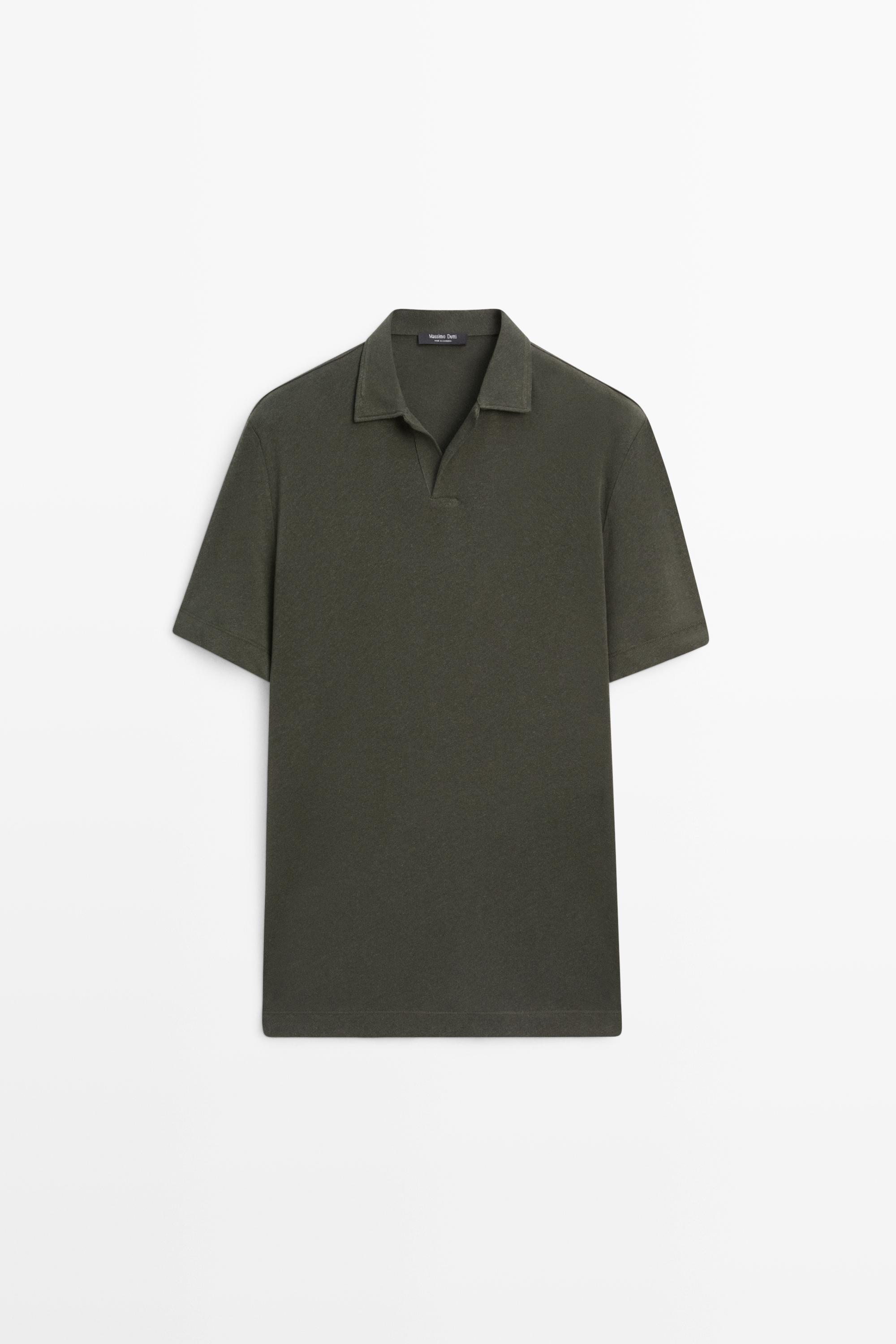 Short sleeve linen cotton polo shirt