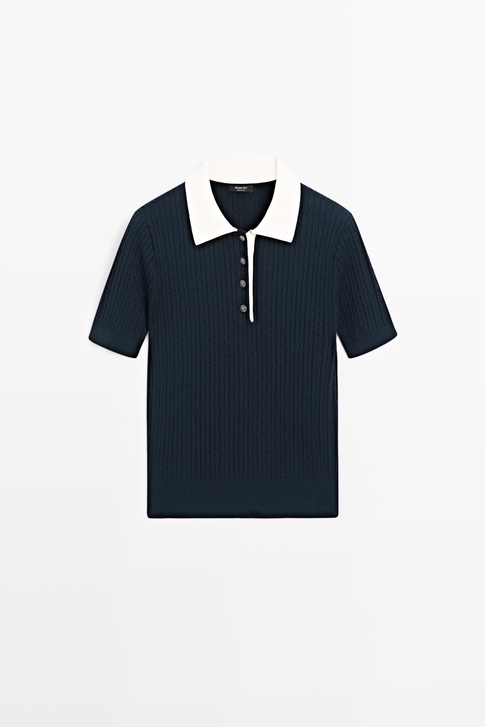 100%纯棉麻花针织 Polo 衫