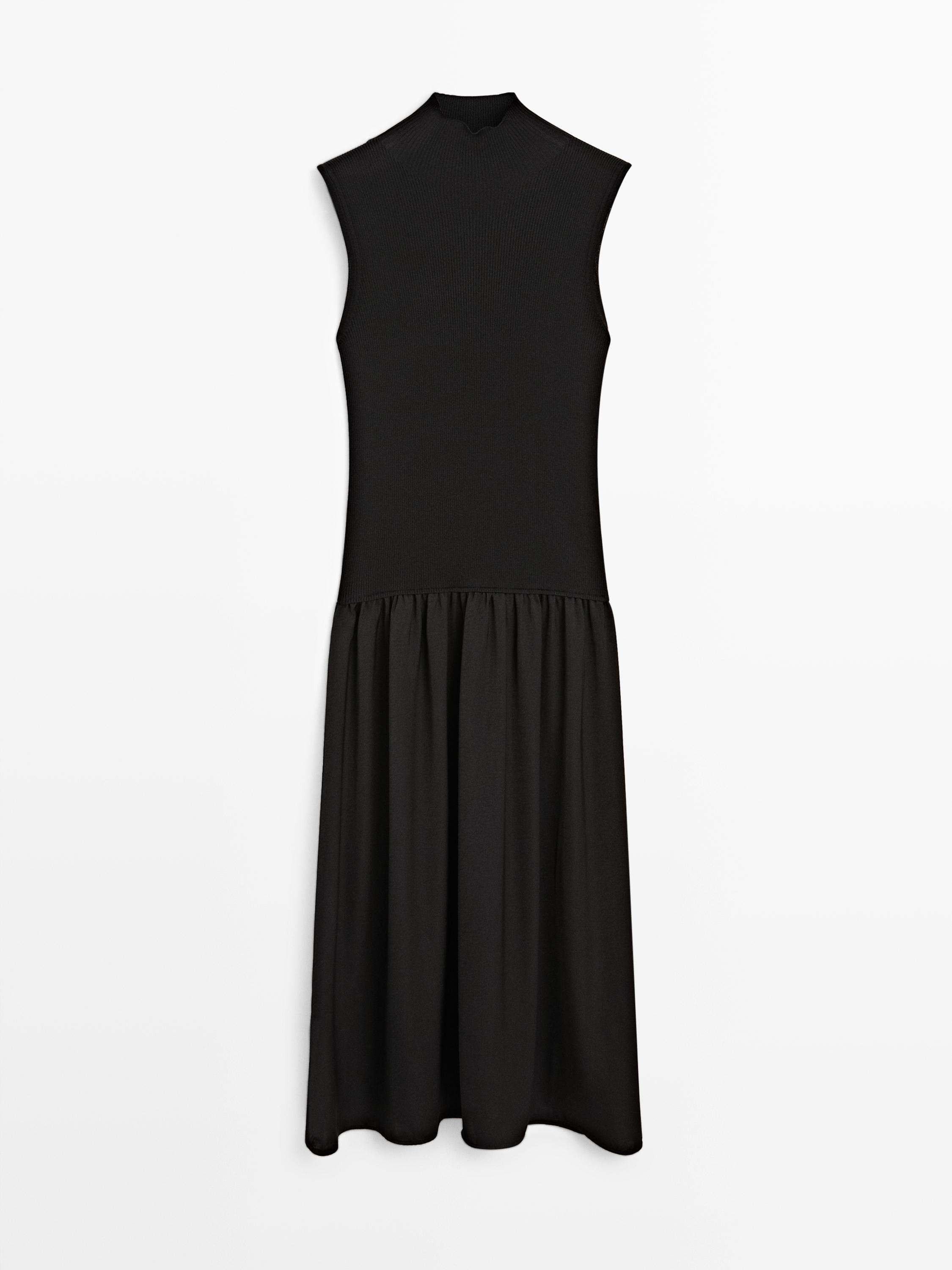 Knit midi dress with contrast detail