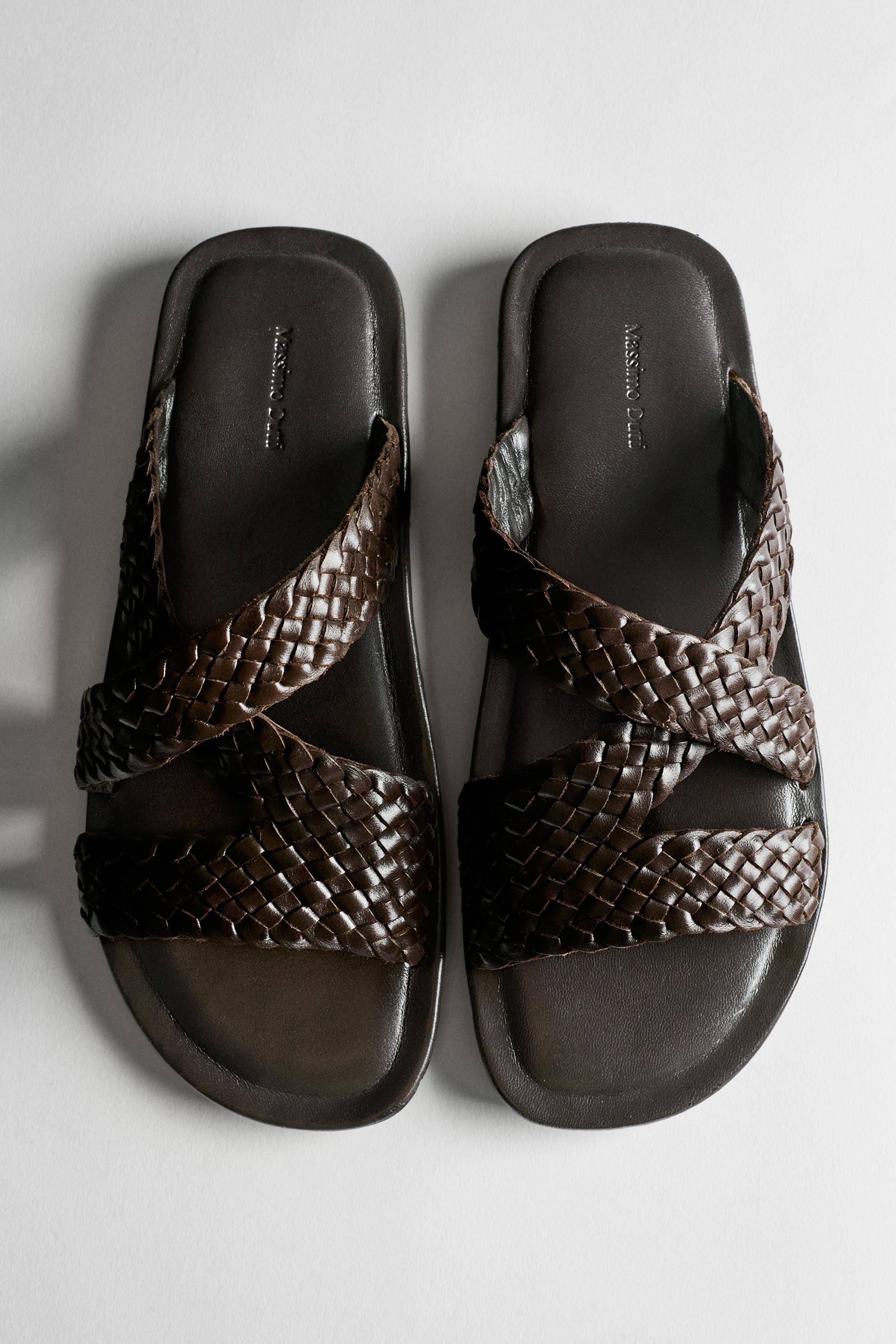 Braided leather sandals