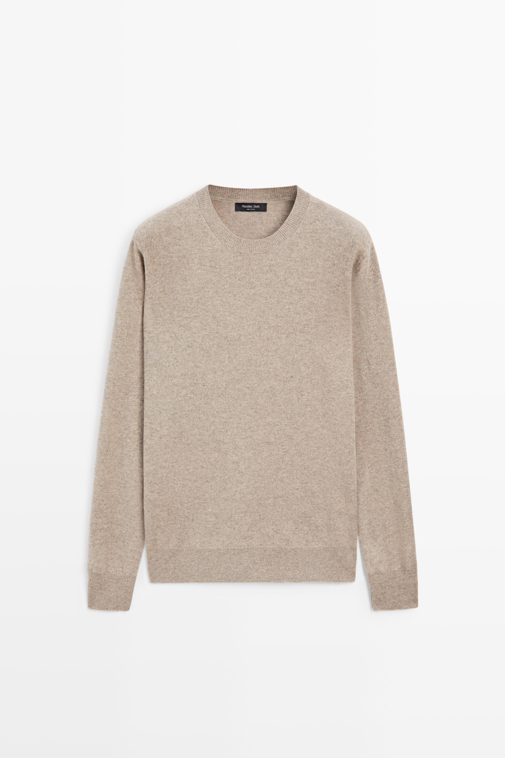 Wool blend round neck knit sweater