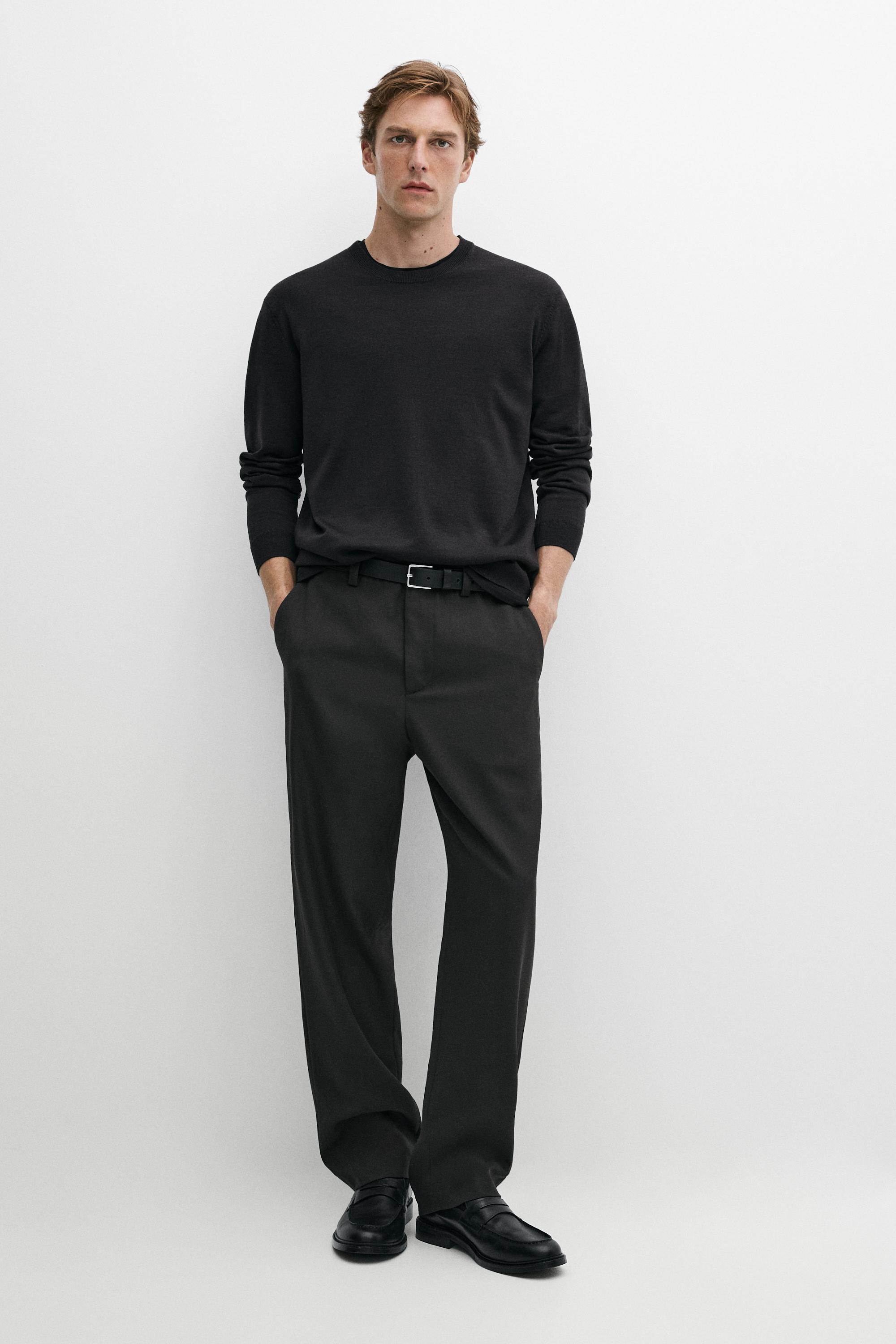 100% merino wool knit round neck sweater